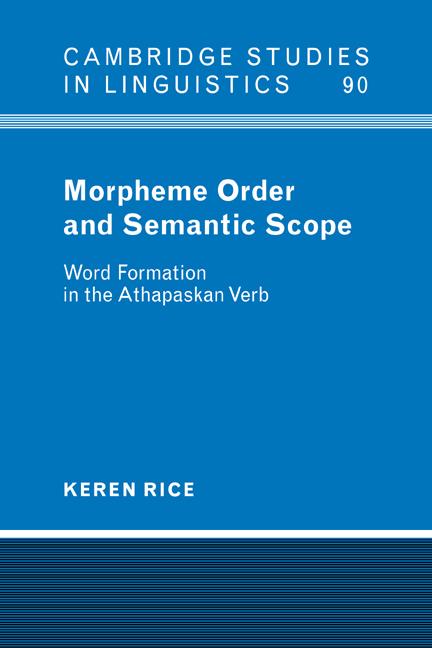 Vorderes Coverbild Morpheme Order and Semantic Scope