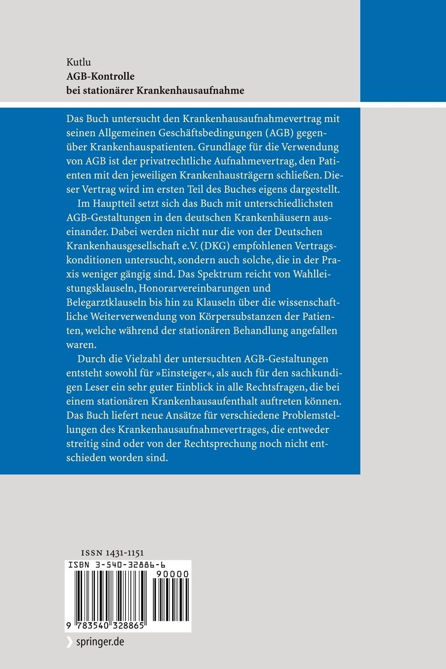 Rückseitencover AGB-Kontrolle bei stationärer Krankenhausaufnahme