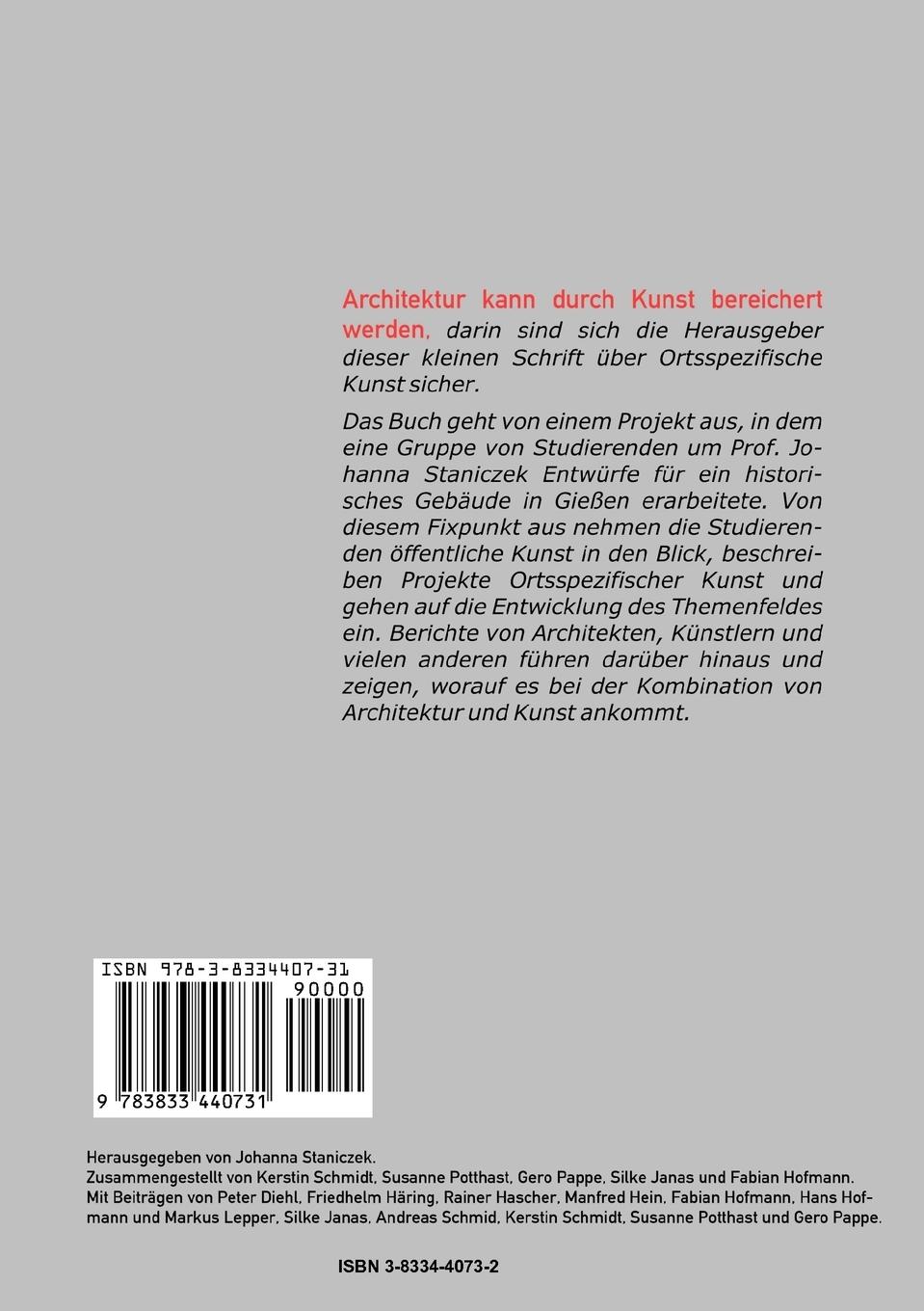 Rückseitencover Ortsspezifische Kunst
