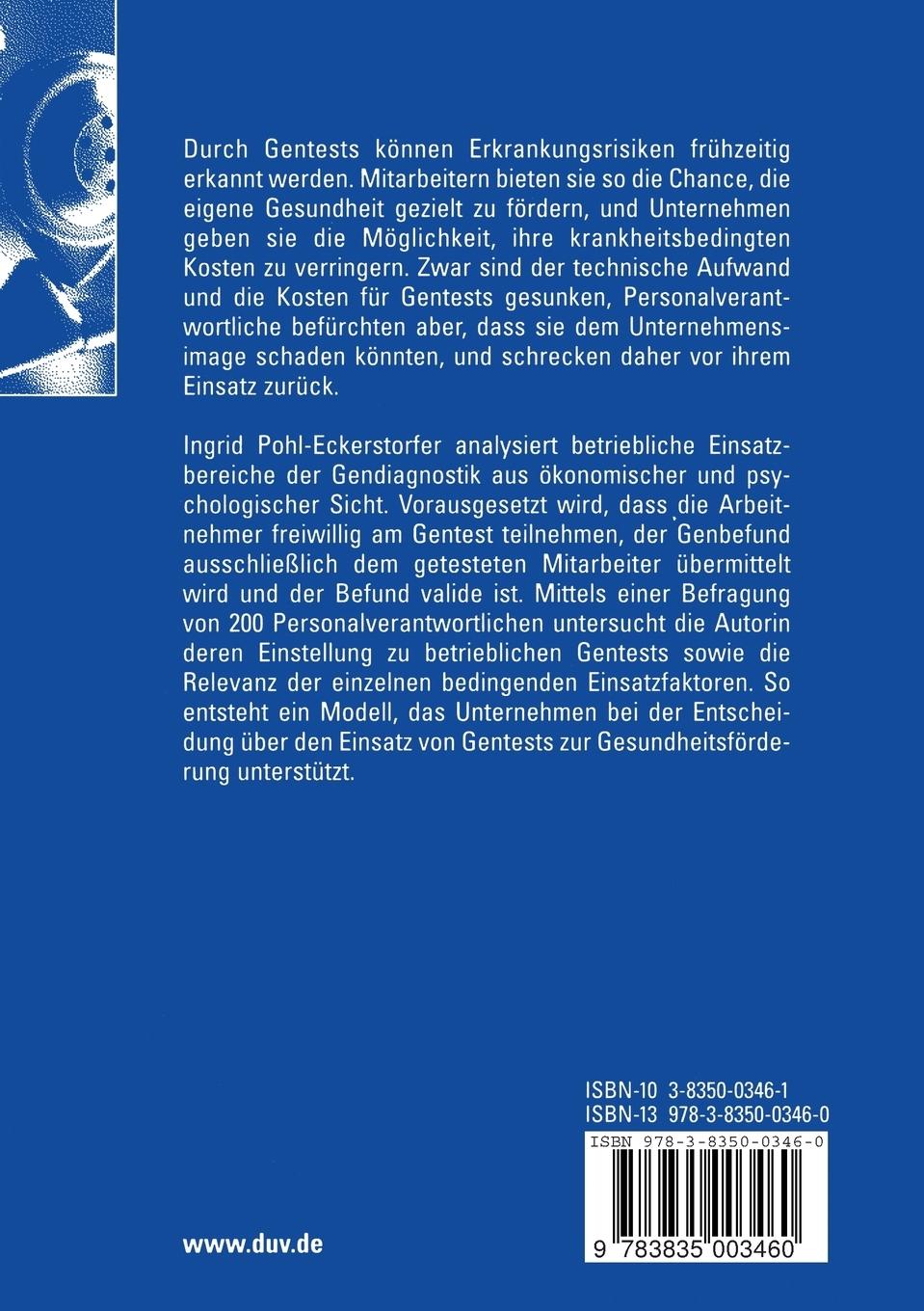 Rückseitencover Gentests im Unternehmen