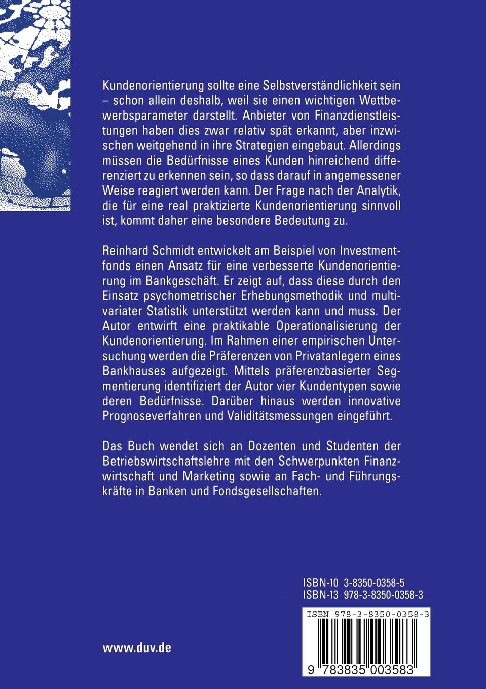 Rückseitencover Präferenzbasierte Segmentierung von Fondskäufern