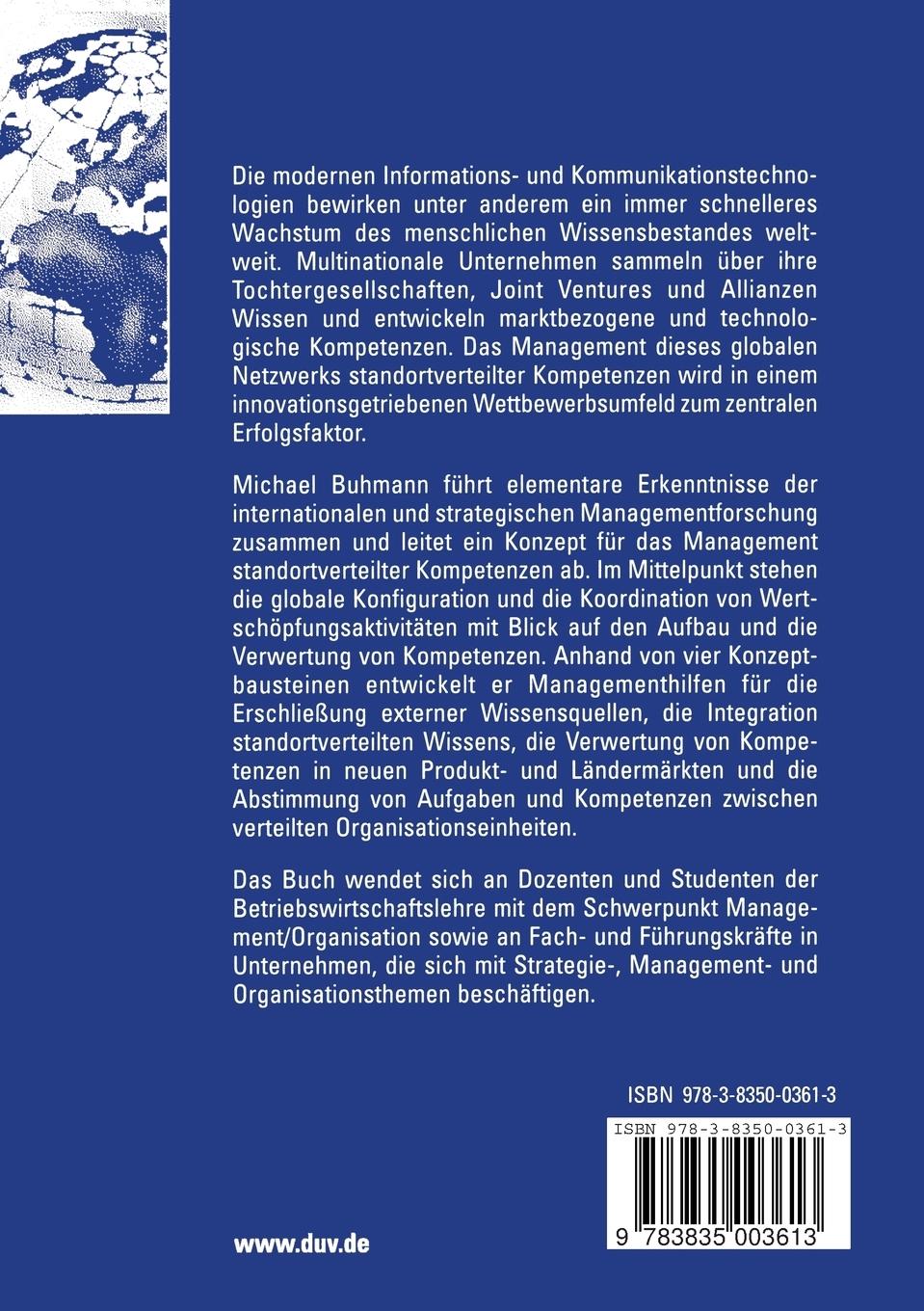Rückseitencover Kompetenzorientiertes Management multinationaler Unternehmen