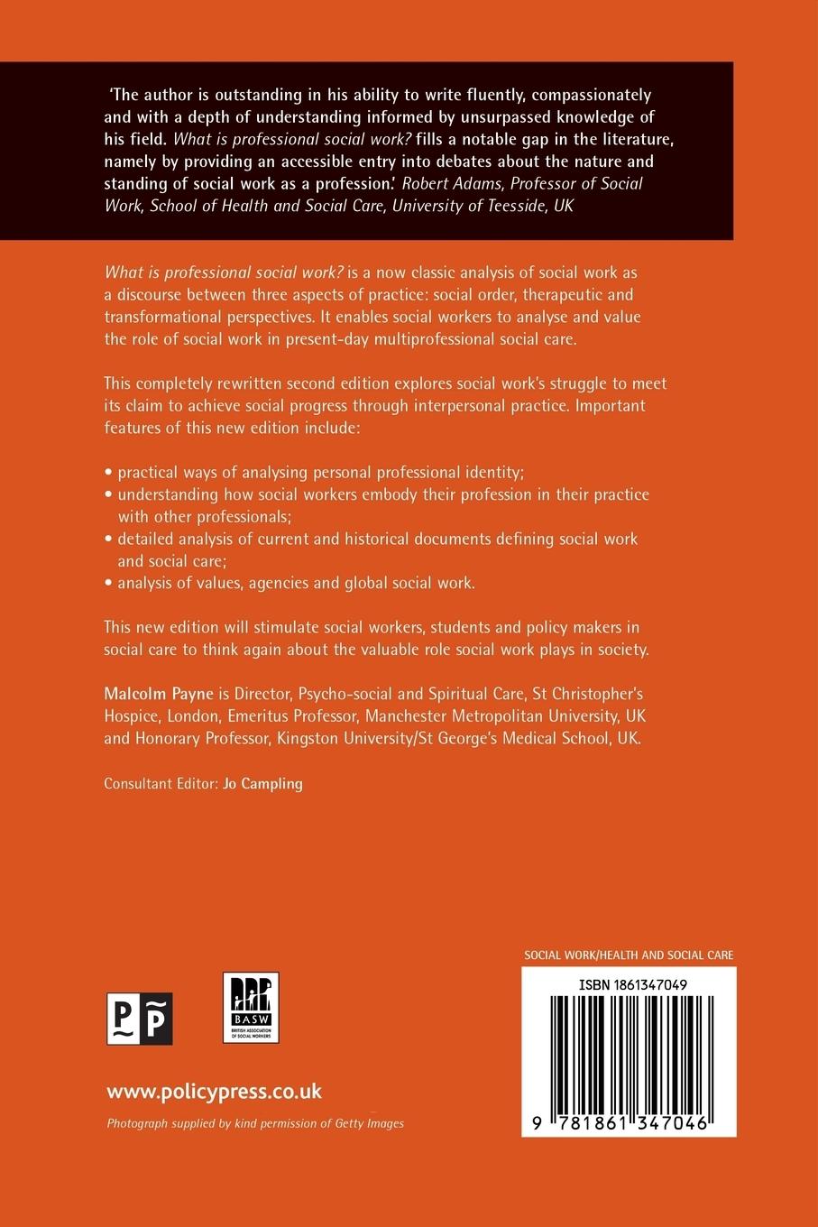 Rückseitencover What is professional social work?