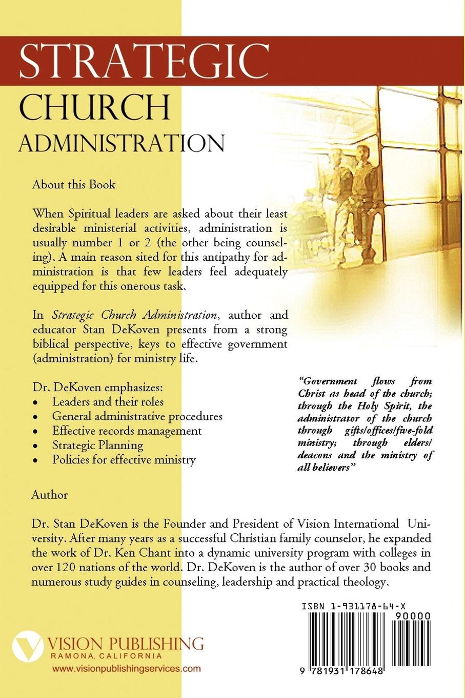 Rückseitencover Strategic Church Administration