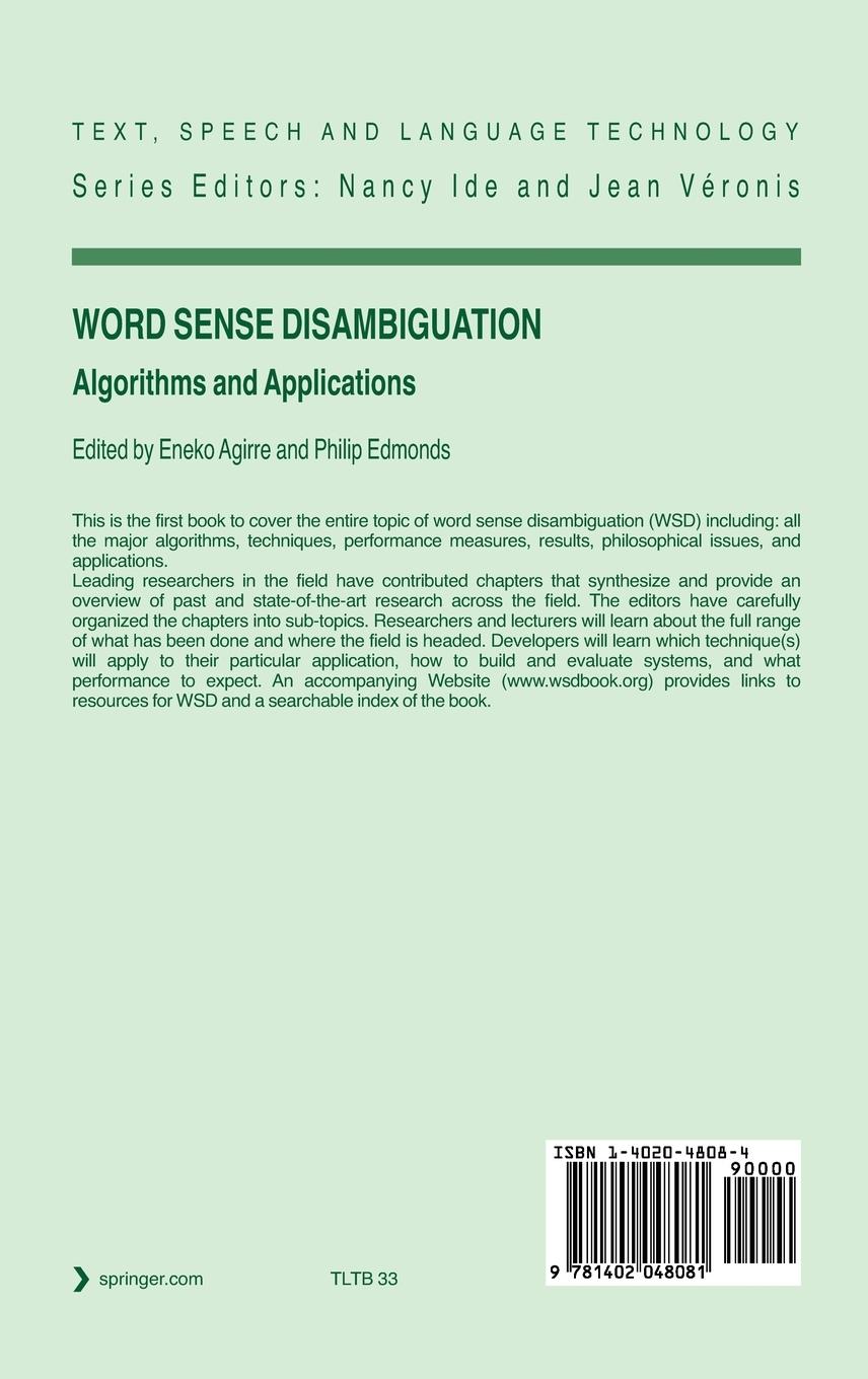 Rückseitencover Word Sense Disambiguation
