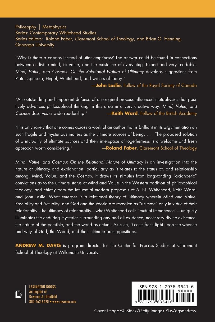 Rückseitencover Mind, Value, and Cosmos