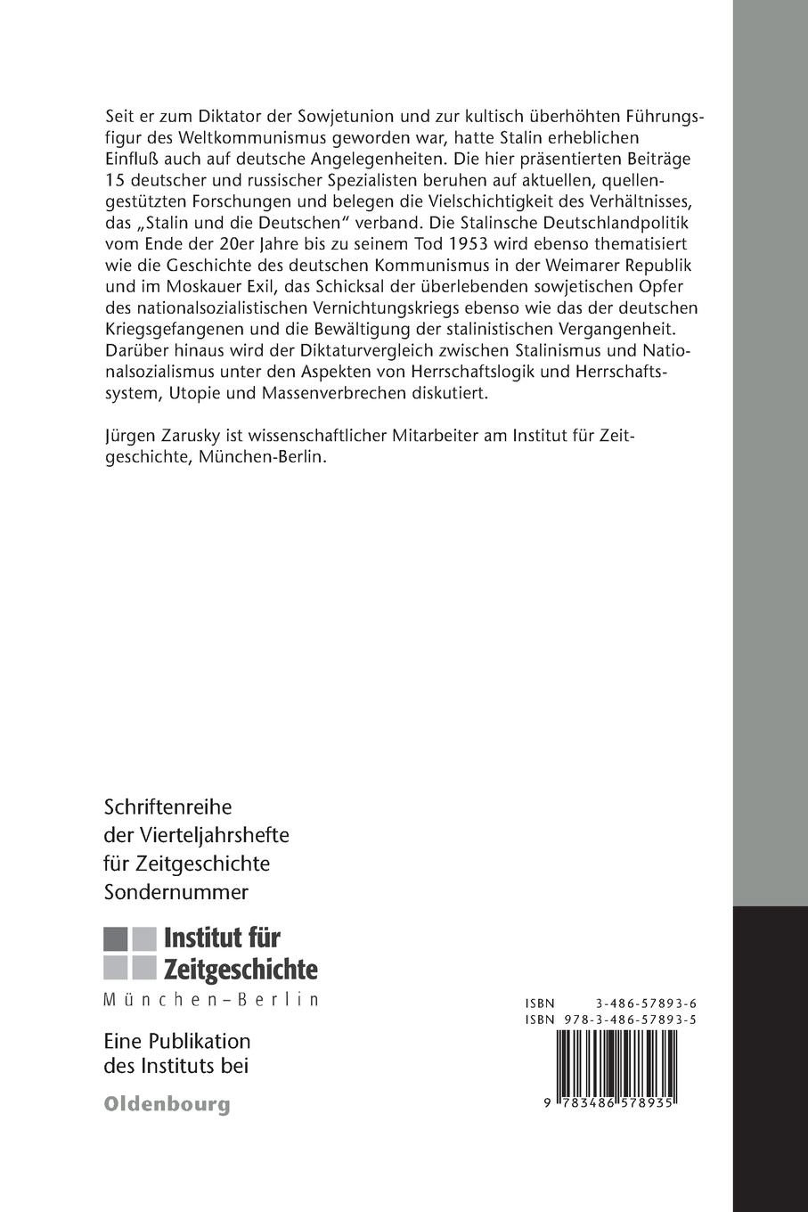 Rückseitencover Stalin und die Deutschen