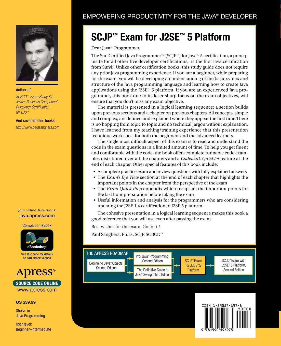 Rückseitencover SCJP Exam for J2SE 5