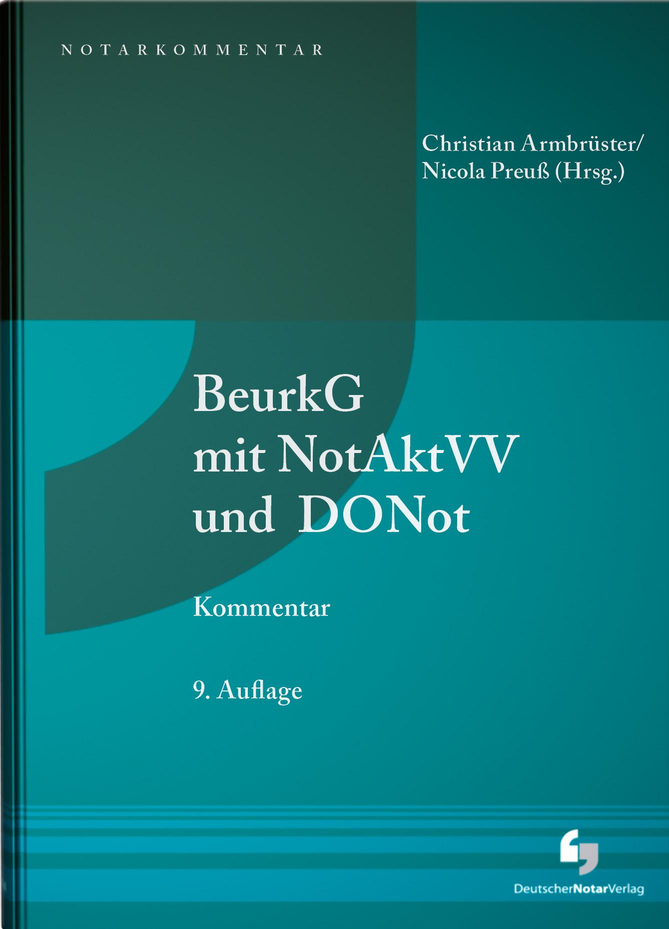 Vorderes Coverbild BeurkG mit NotAktVV und DONot