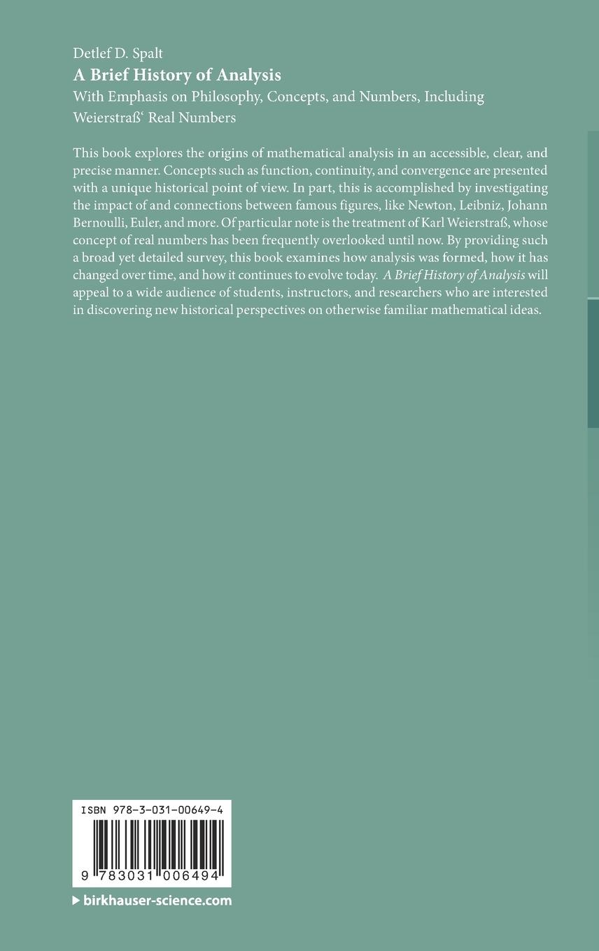 Rückseitencover A Brief History of Analysis