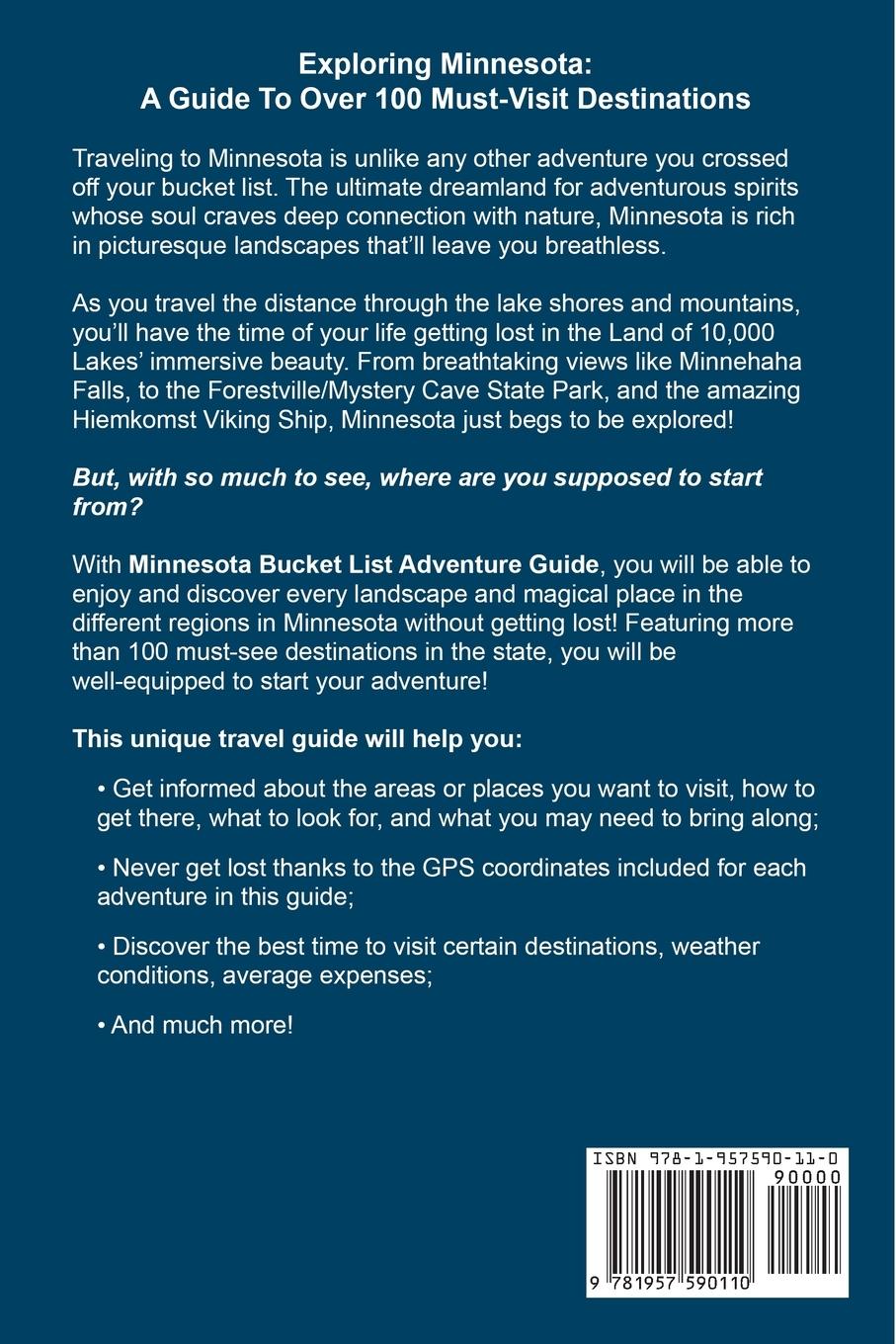Rückseitencover Minnesota Bucket List Adventure Guide