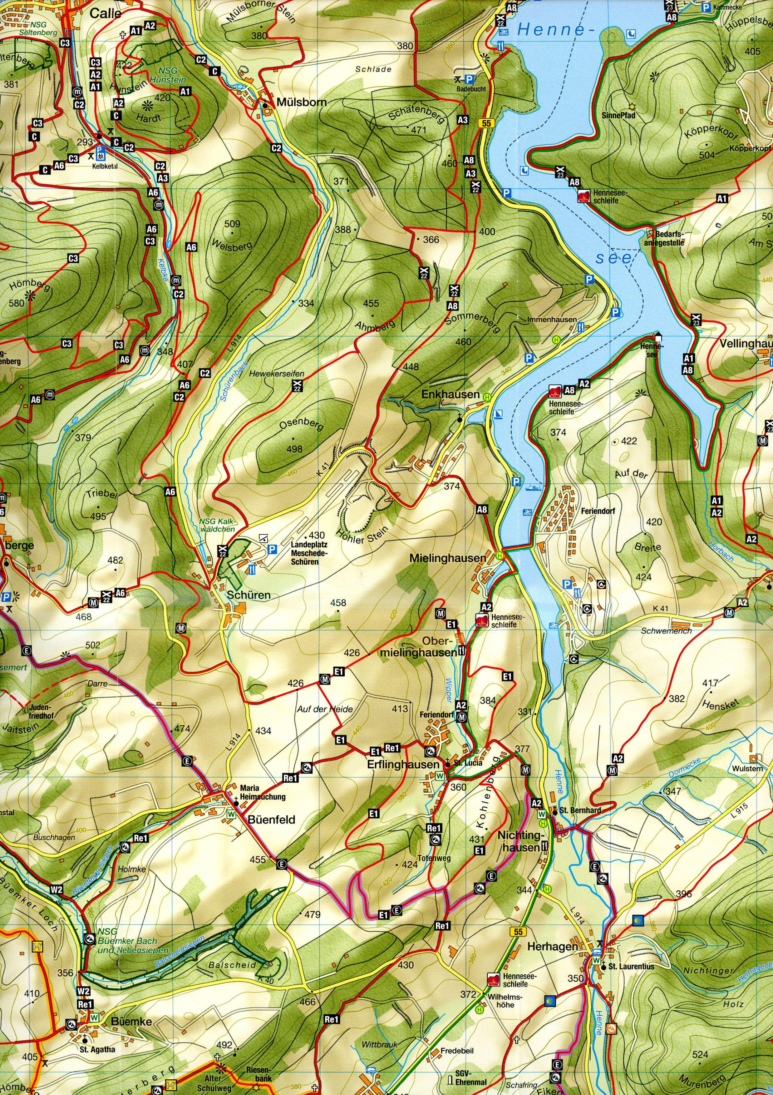 Beispielinhalt (Bild) Wanderkarte Eslohe