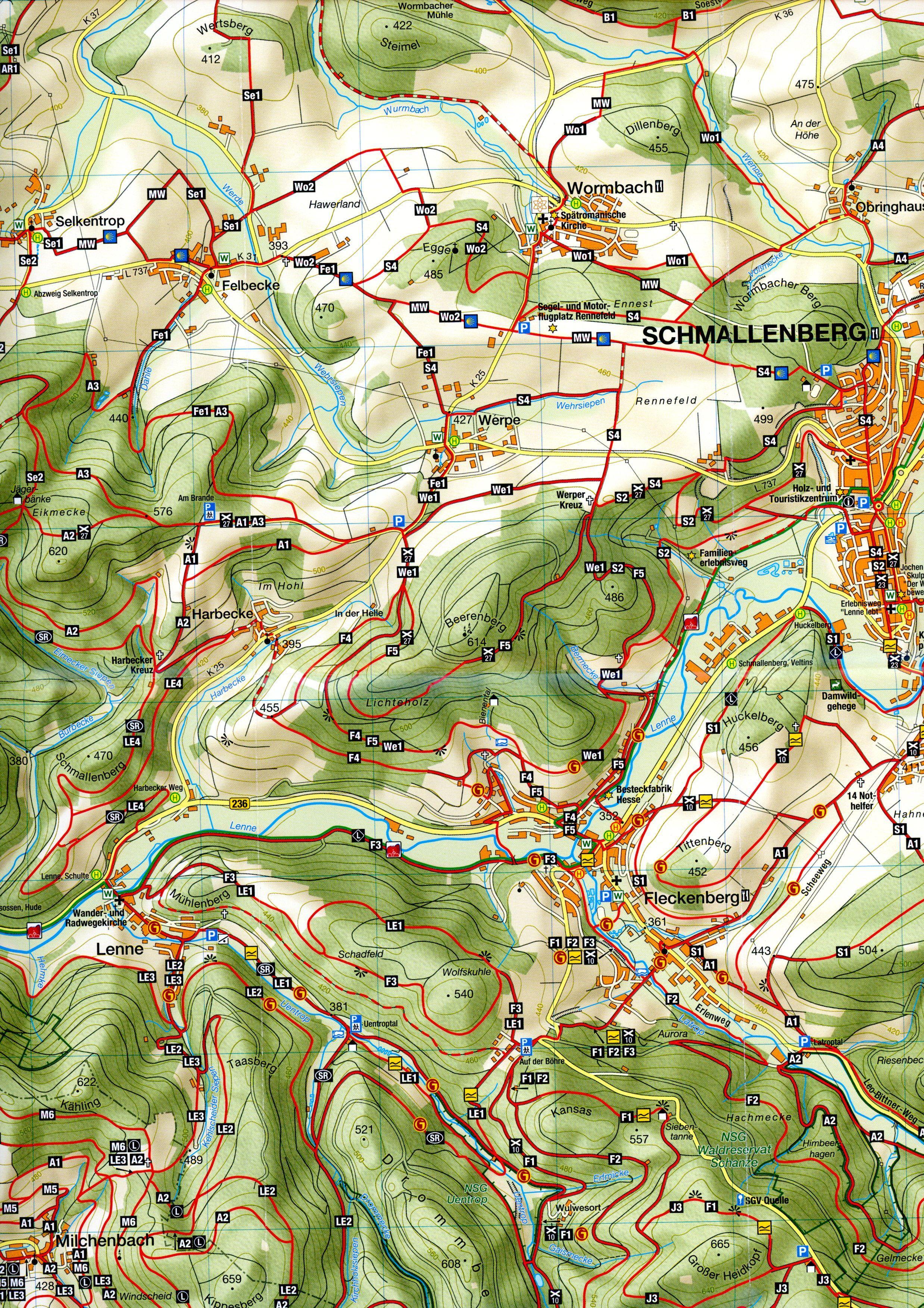 Beispielinhalt (Bild) Wanderkarte Schmallenberg