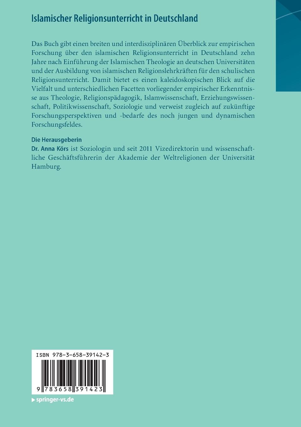 Rückseitencover Islamischer Religionsunterricht in Deutschland
