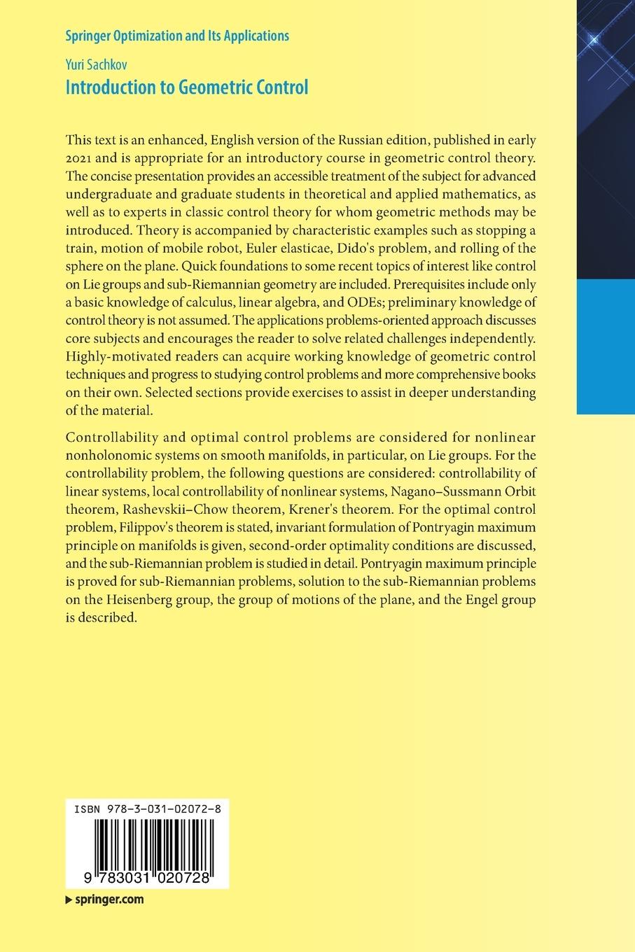 Rückseitencover Introduction to Geometric Control