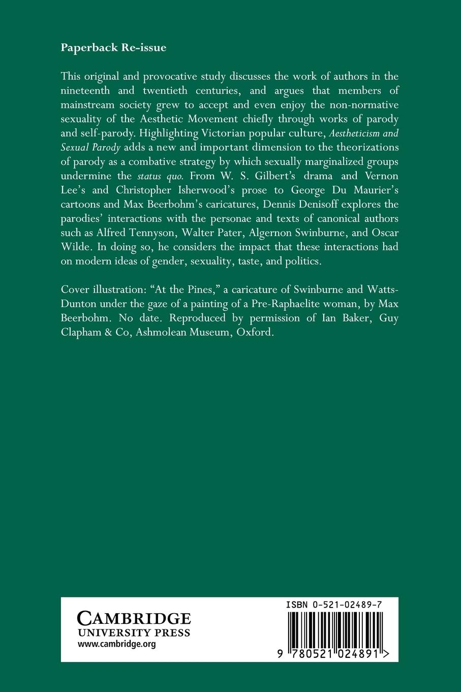 Rückseitencover Aestheticism and Sexual Parody 1840 1940