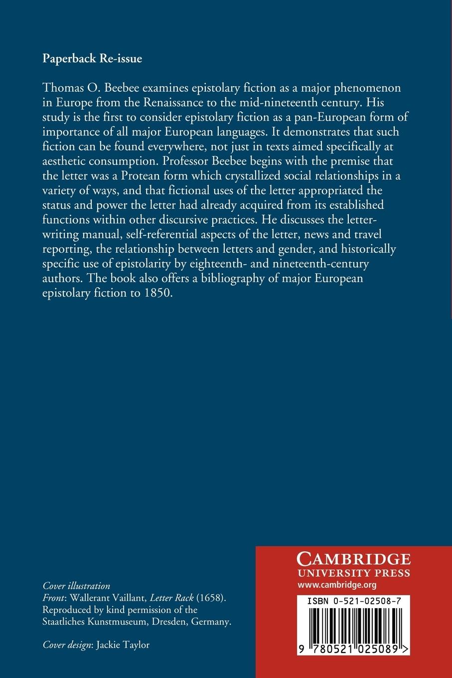 Rückseitencover Epistolary Fiction in Europe, 1500 1850