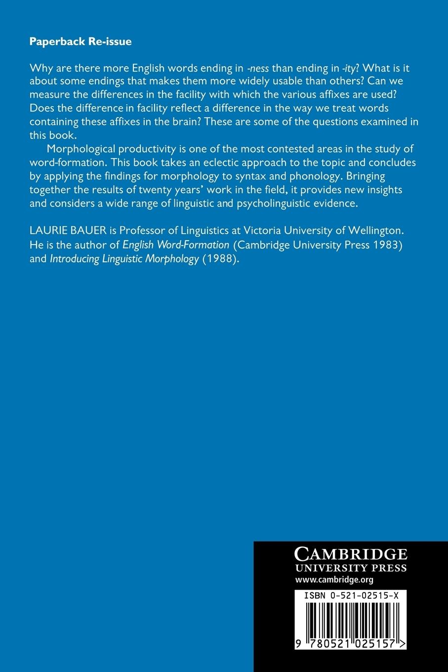 Rückseitencover Morphological Productivity