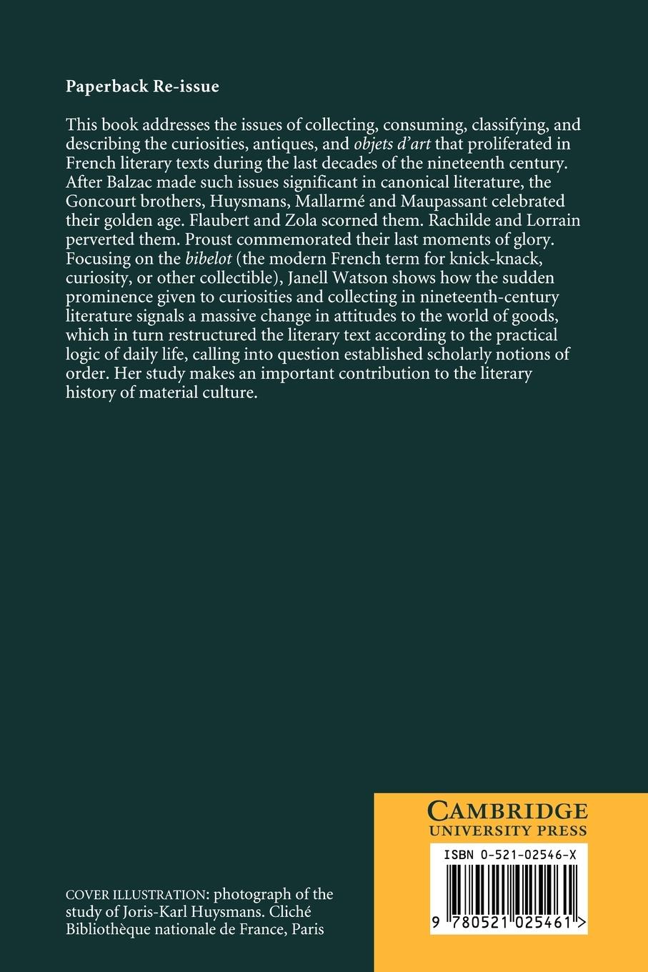Rückseitencover Literature and Material Culture from Balzac to Proust