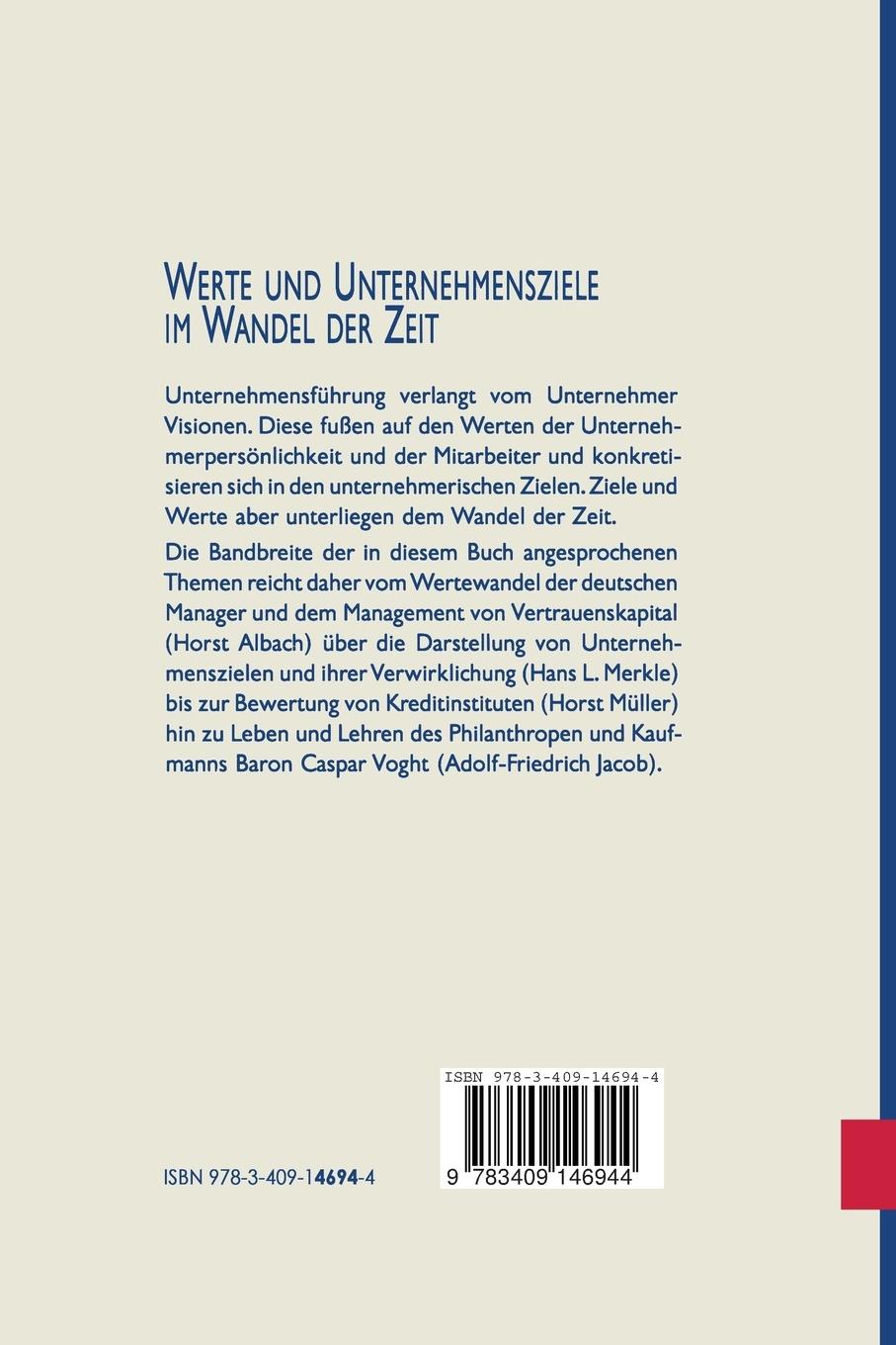 Rückseitencover Werte und Unternehmensziele im Wandel der Zeit