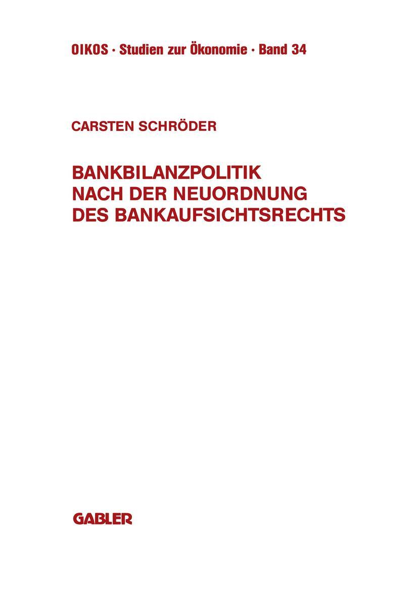 Vorderes Coverbild Bankbilanzpolitik nach der Neuordnung des Bankaufsichtsrechts