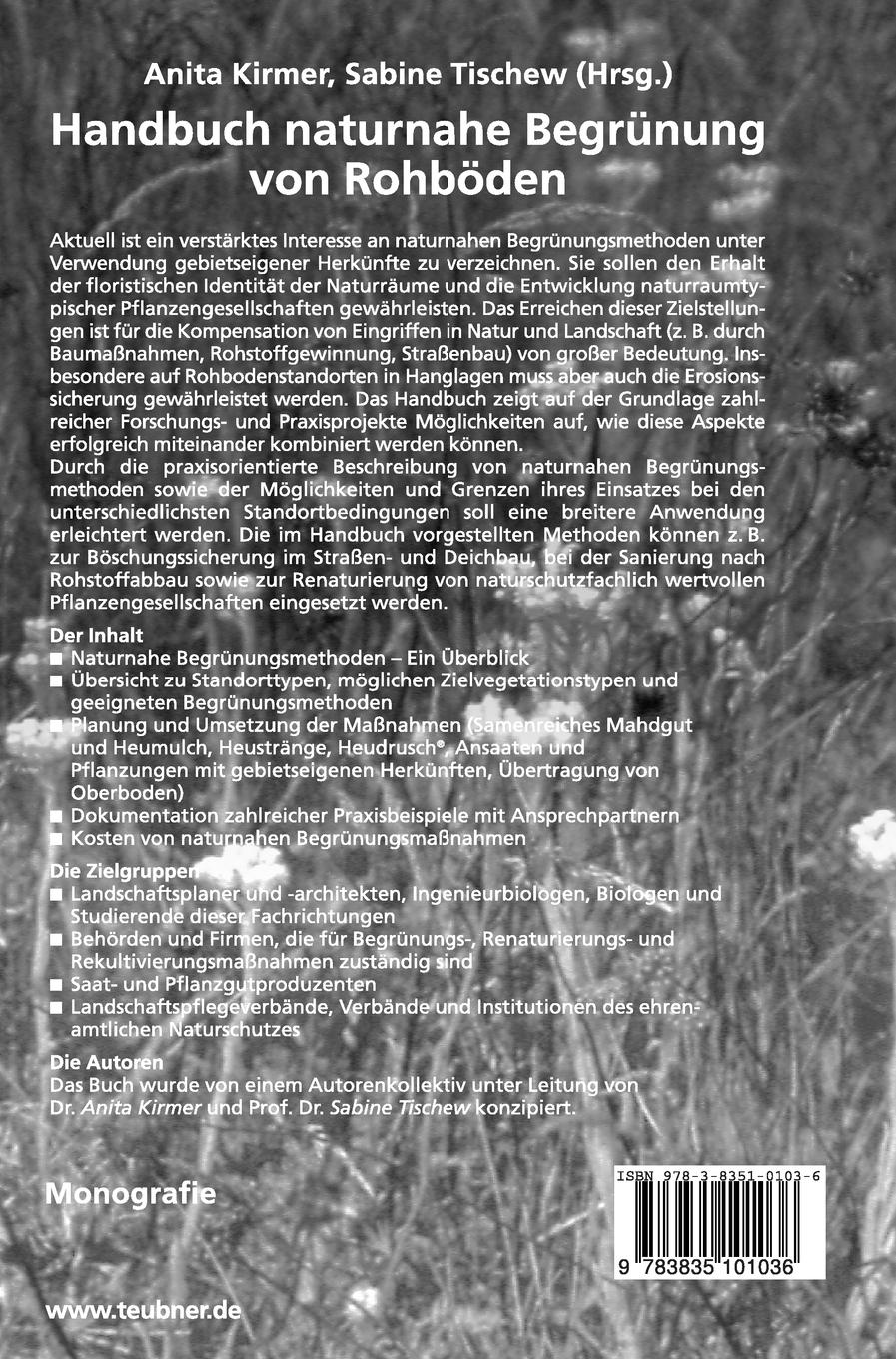 Rückseitencover Handbuch naturnahe Begrünung von Rohböden