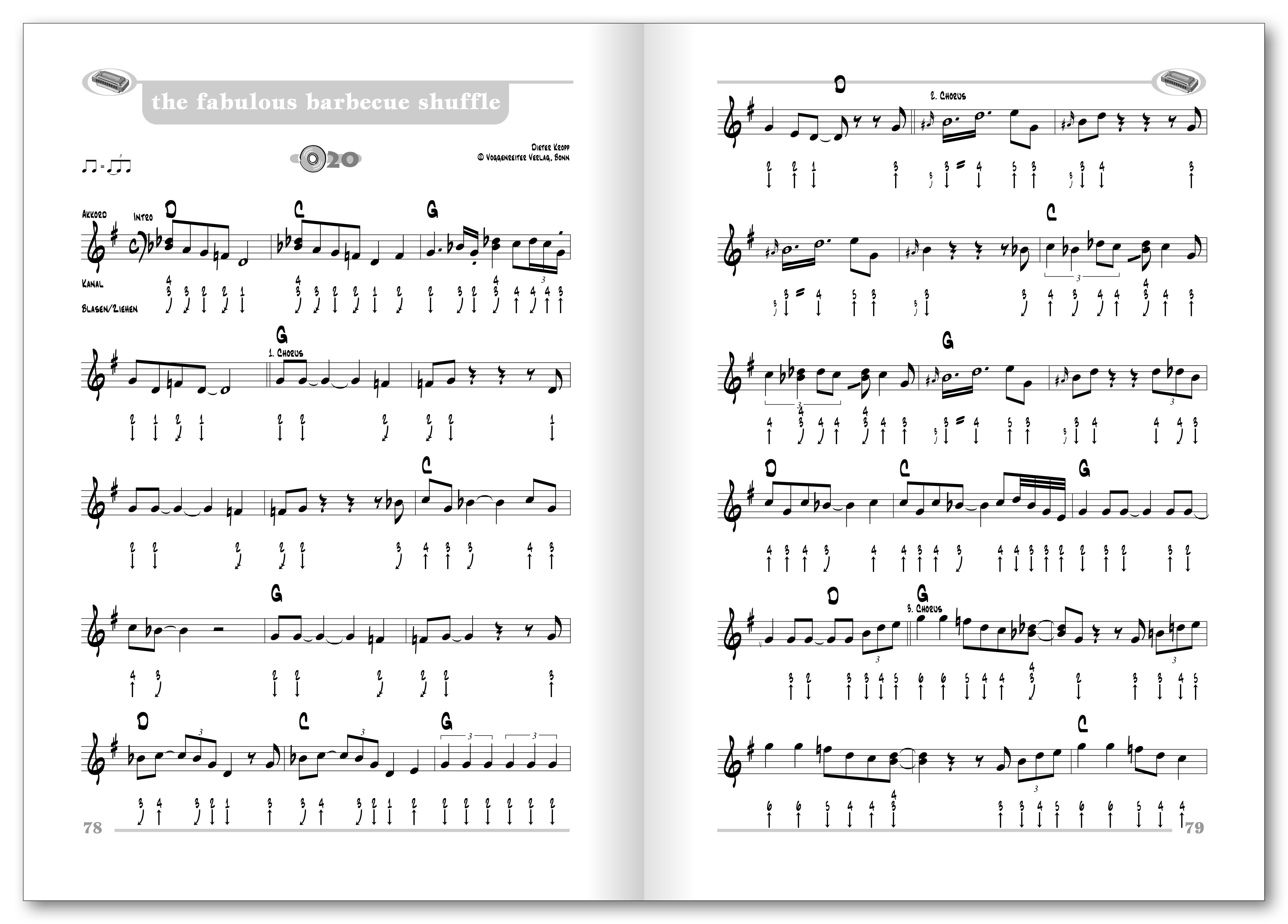 Beispielinhalt (Bild) Blues Harp Songbook
