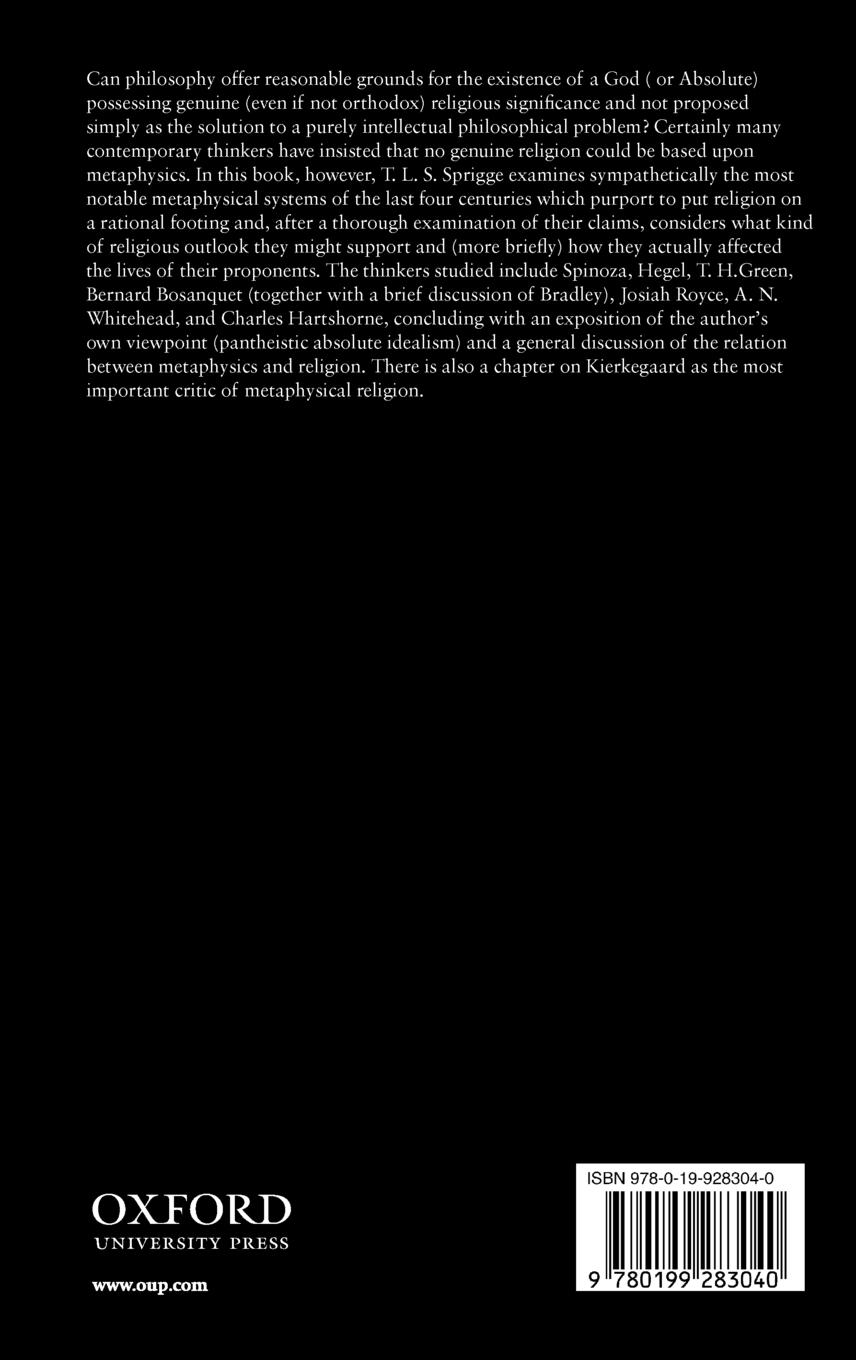 Rückseitencover The God of Metaphysics