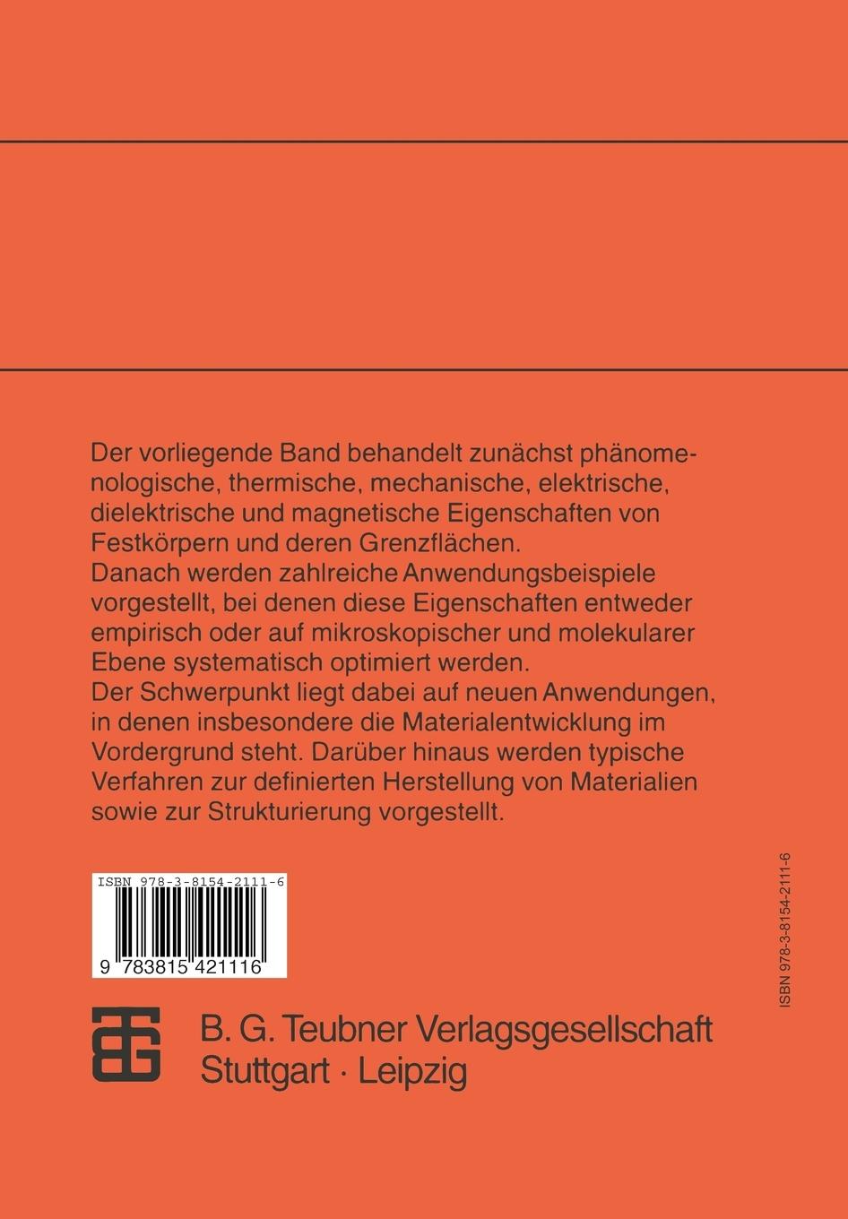 Rückseitencover Einführung in die Materialwissenschaften: Physikalisch-chemische Grundlagen und Anwendungen
