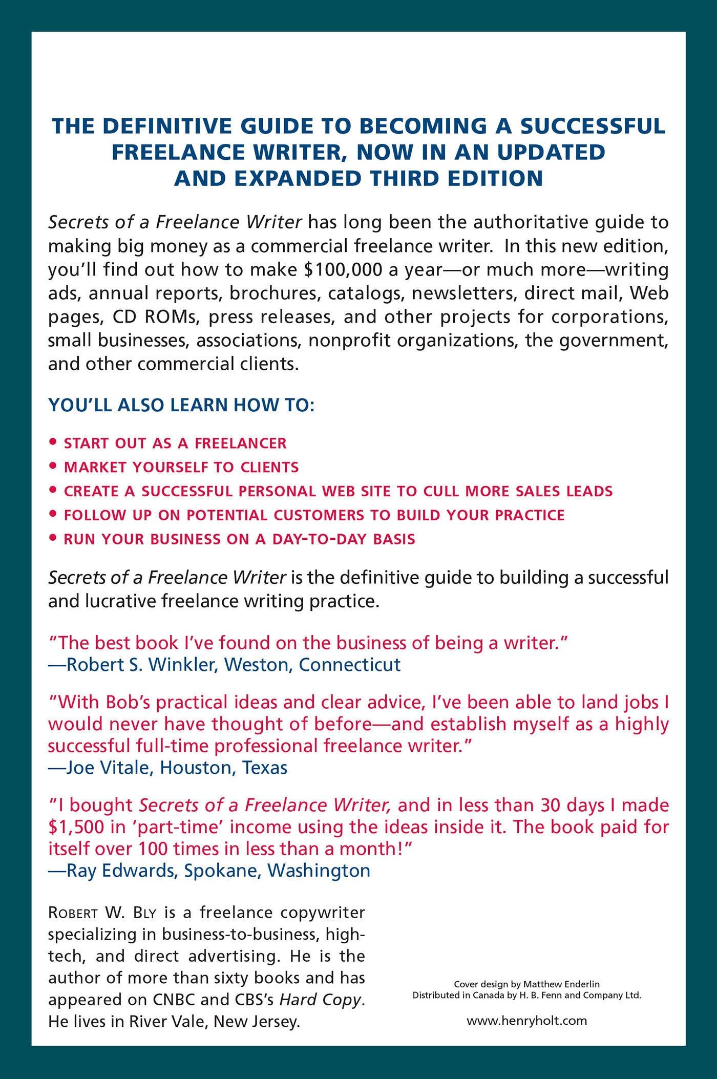 Rückseitencover Secrets of a Freelance Writer