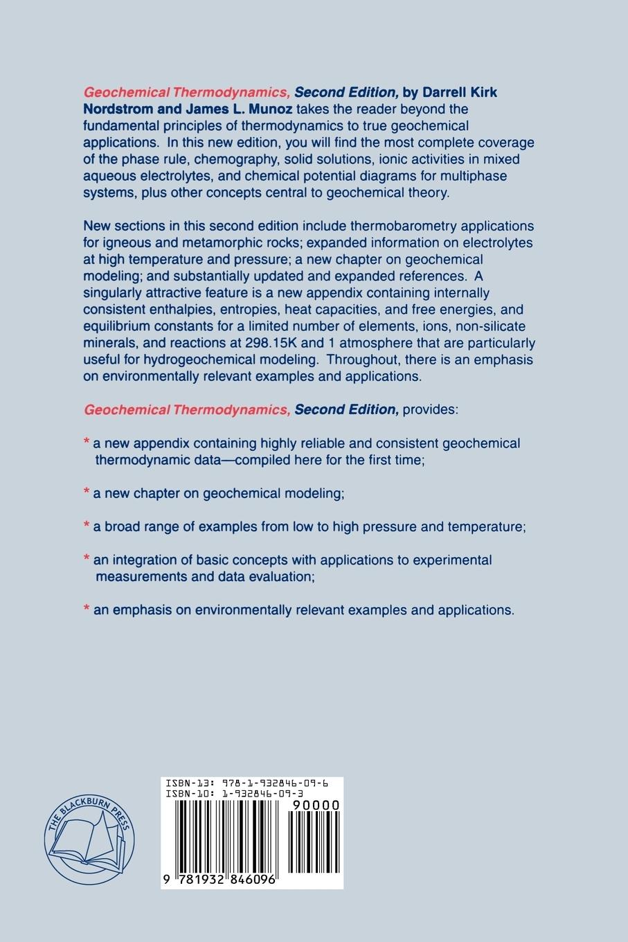 Rückseitencover Geochemical Thermodynamics