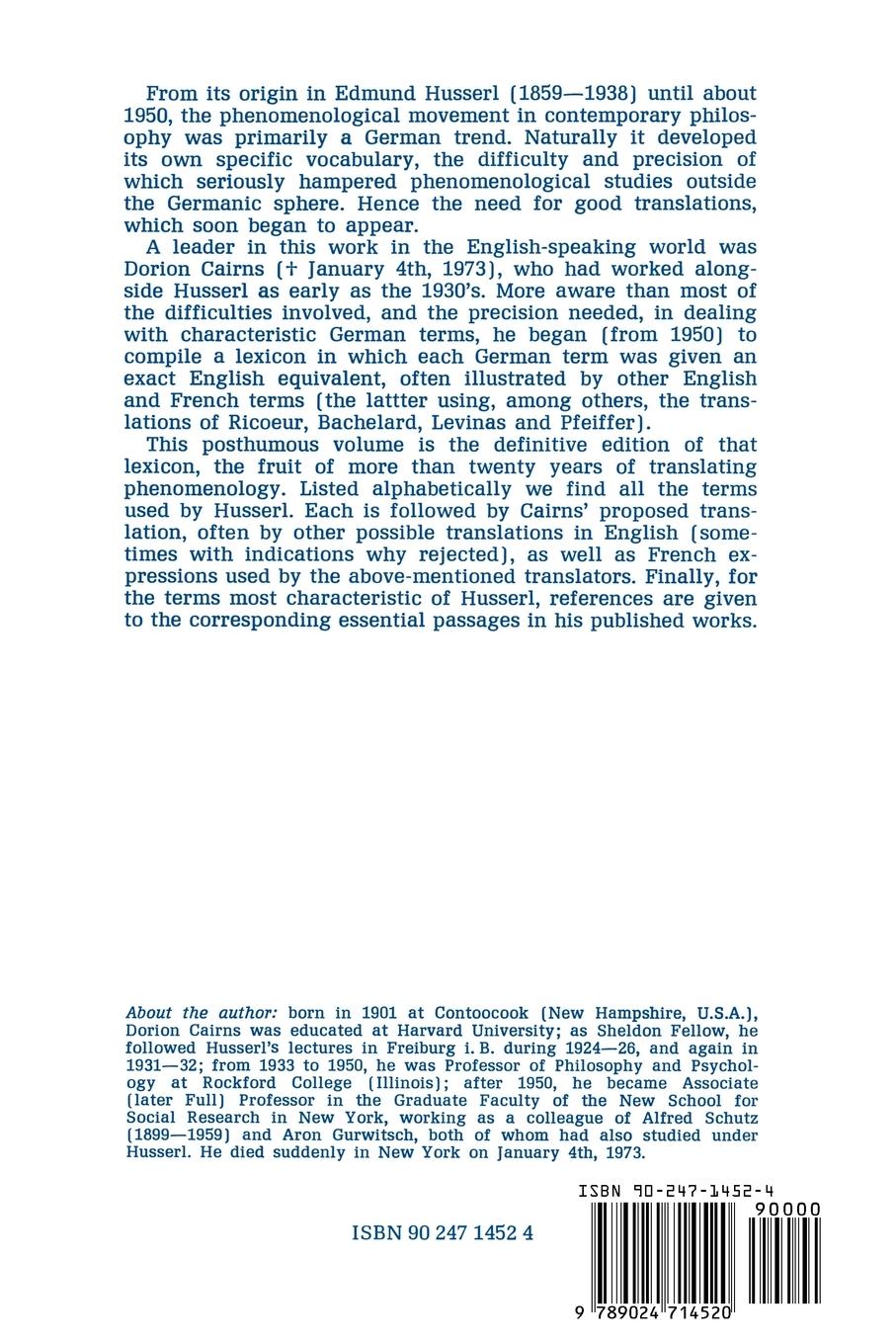 Rückseitencover Guide for Translating Husserl