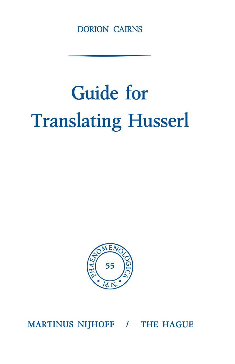 Vorderes Coverbild Guide for Translating Husserl