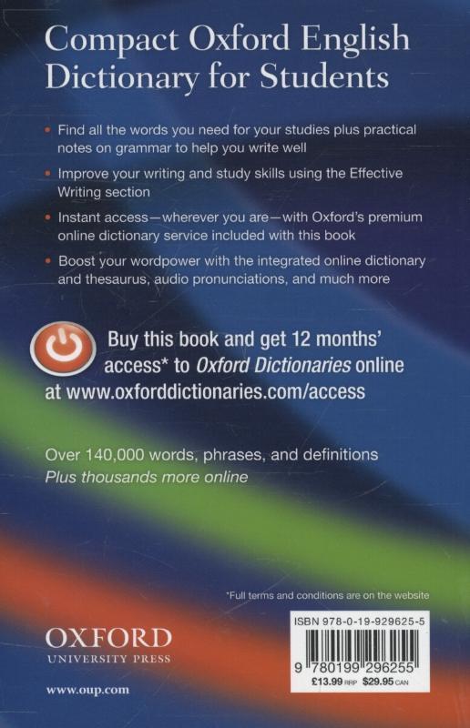Rückseitencover Compact Oxford English Dictionary for Students