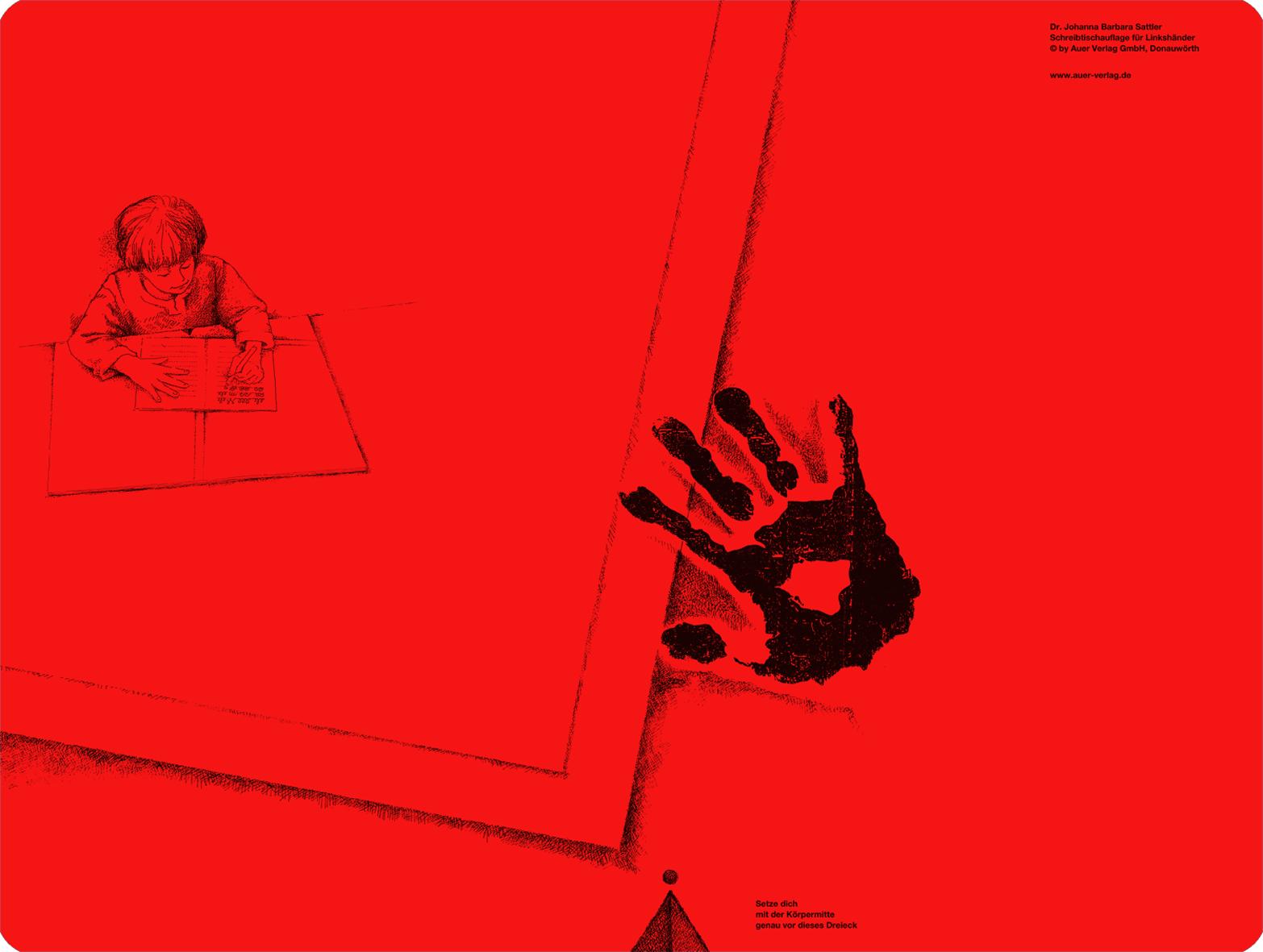 Vorderes Coverbild Schreibtischauflage für Linkshänder rot