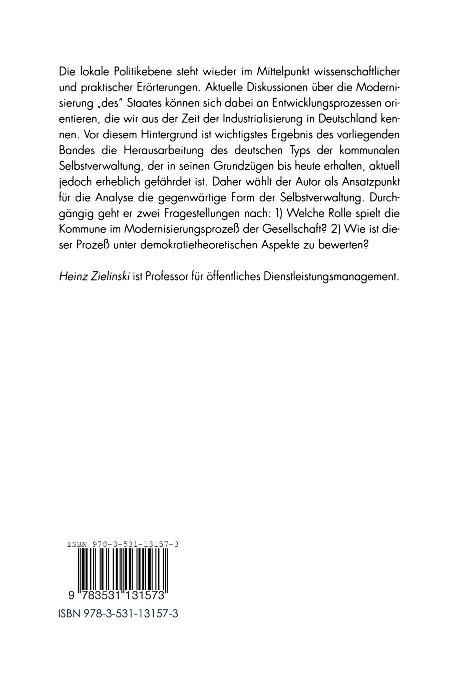 Rückseitencover Kommunale Selbstverwaltung im modernen Staat