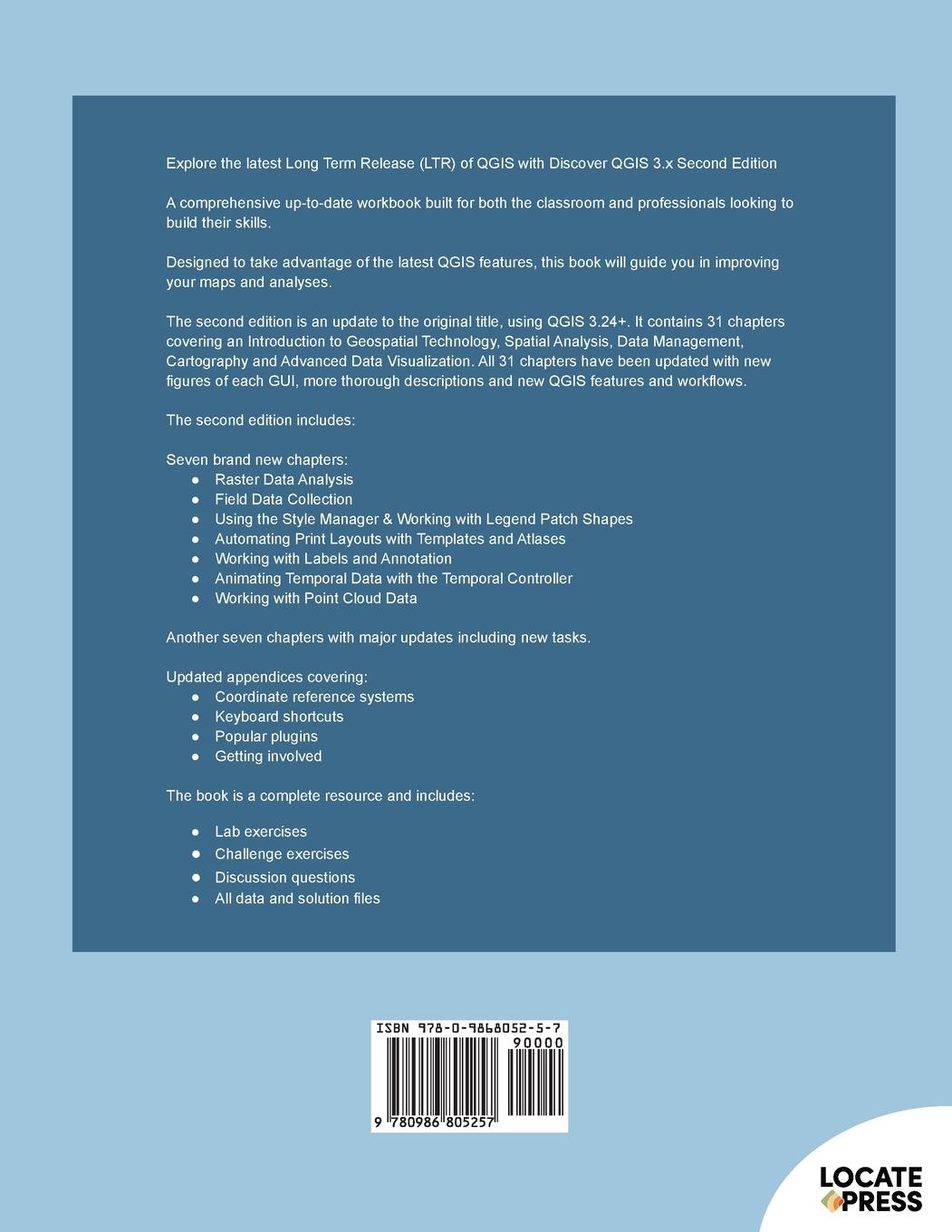 Rückseitencover Discover QGIS 3.x - Second Edition