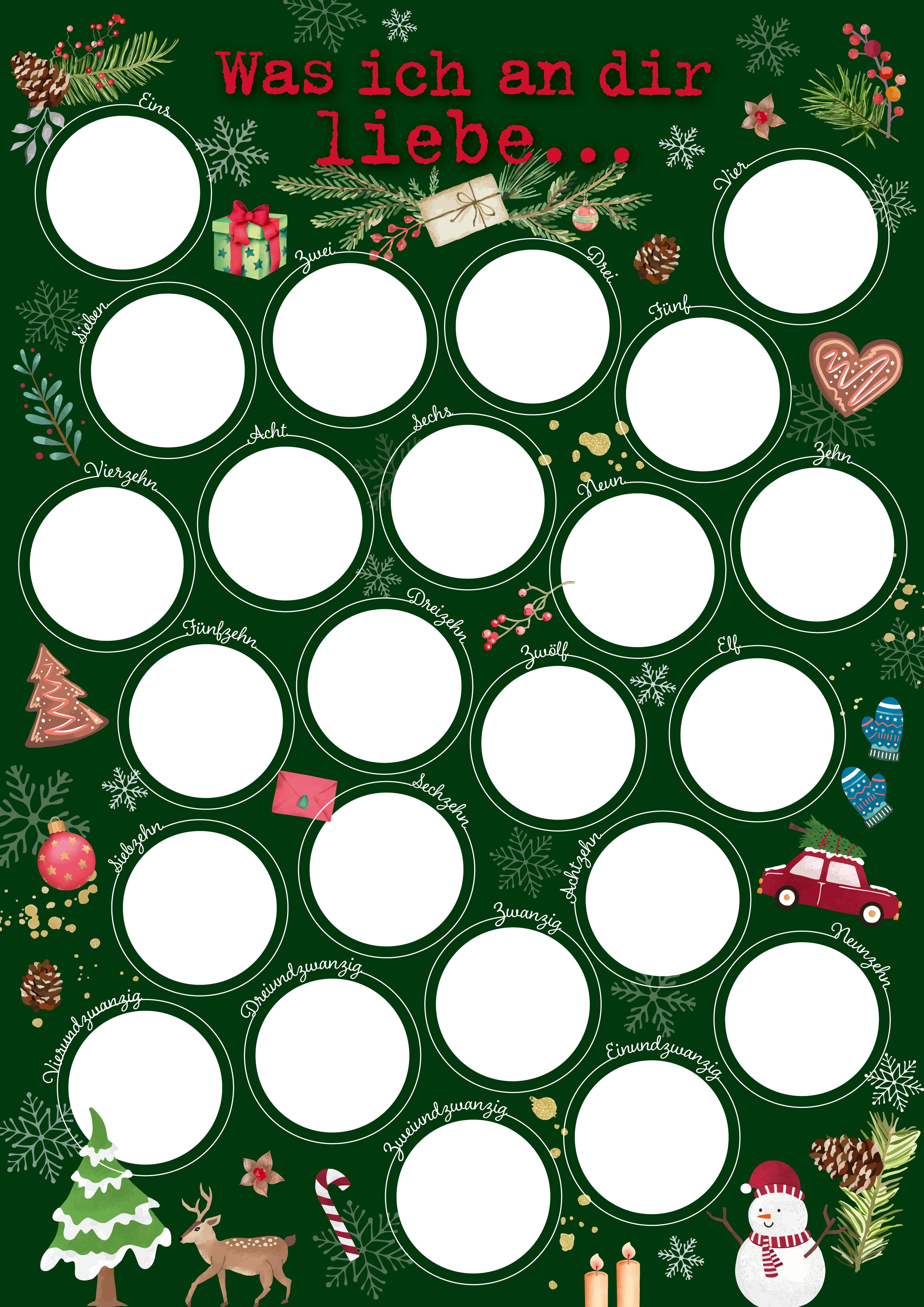 Vorderes Coverbild Was ich an dir liebe - Der Rubbel-Adventskalender