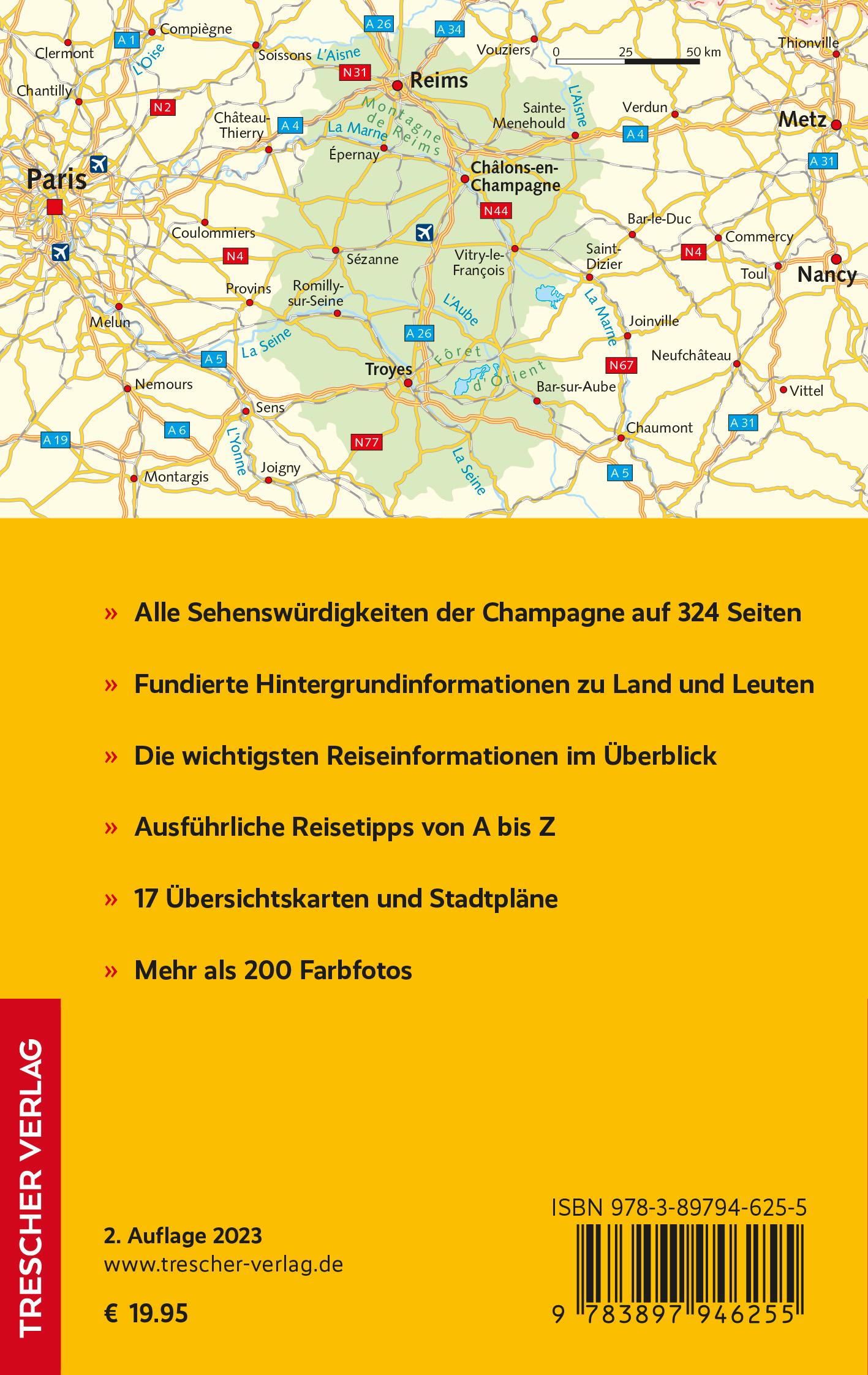 Rückseitencover CHAMPAGNE Reiseführer - Trescher Verlag