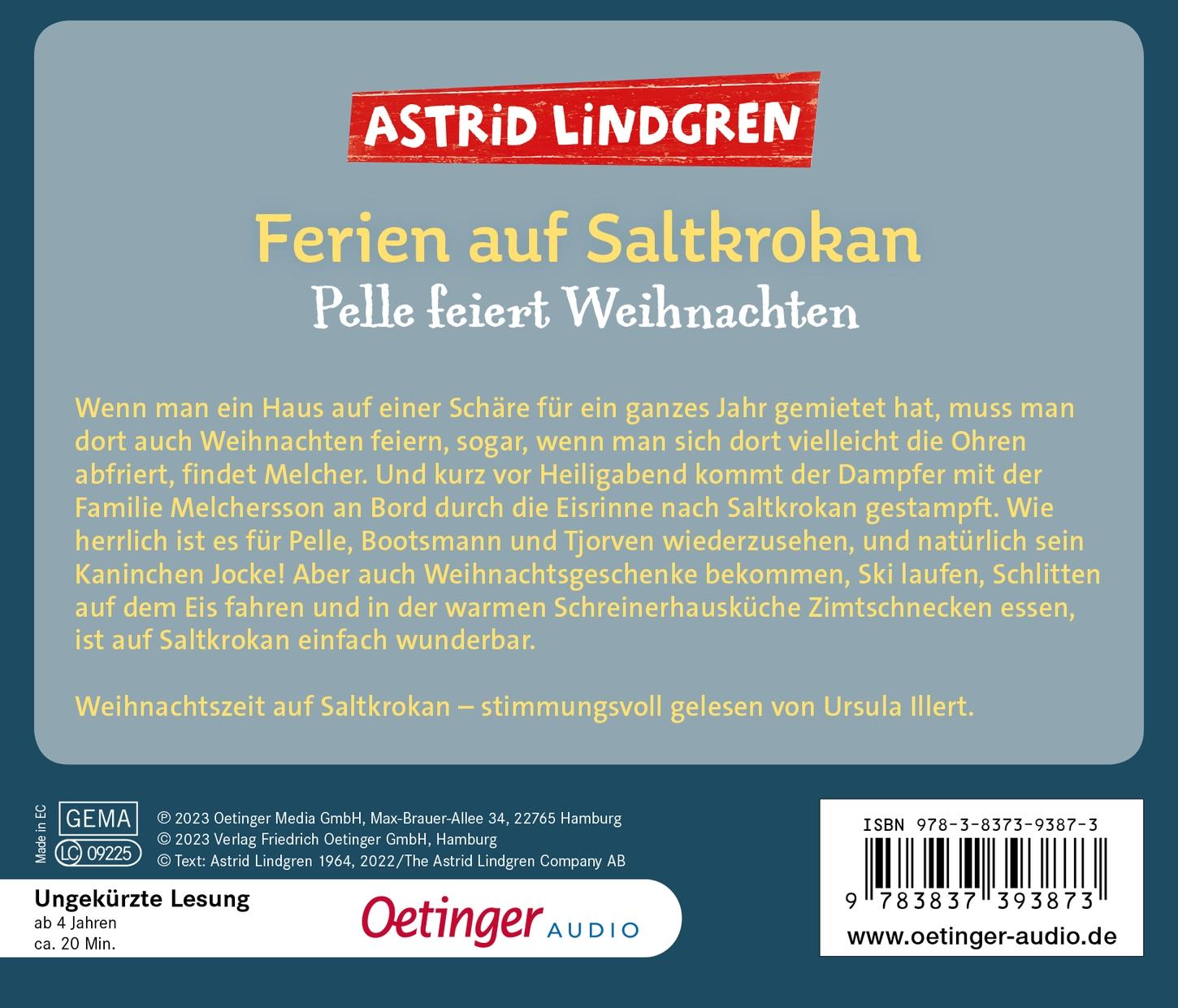 Rückseitencover Ferien auf Saltkrokan. Pelle feiert Weihnachten