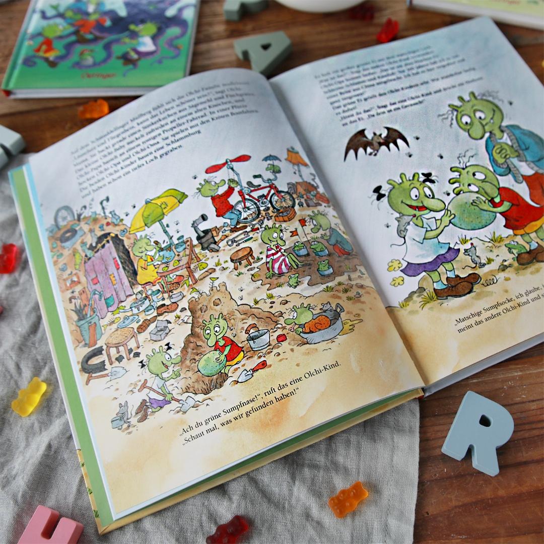 Beispielinhalt (Bild) Die Olchis. Das krötige Familien-Bilderbuch