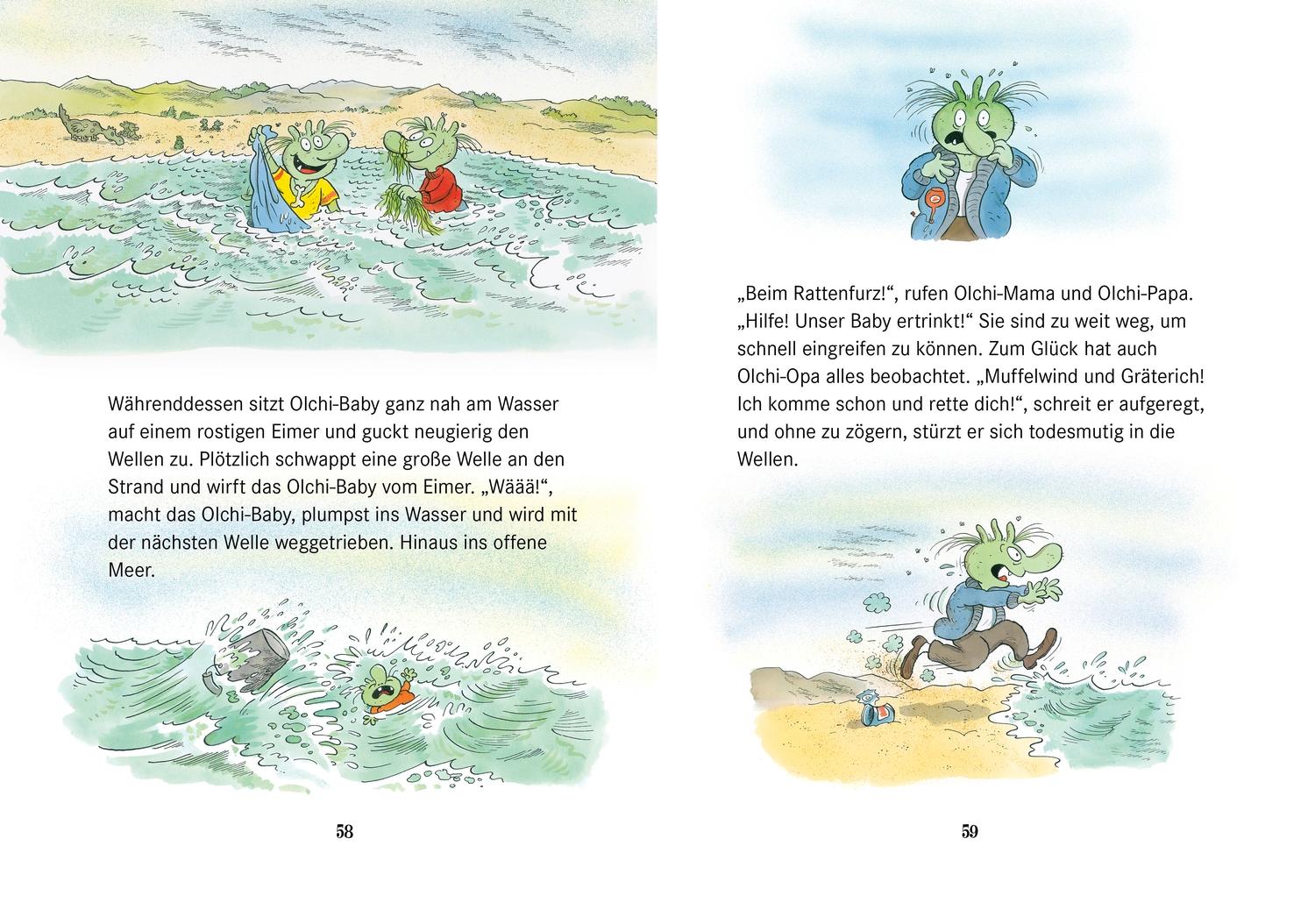 Beispielinhalt (Bild) Die Olchis finden einen Schatz und andere krötige Abenteuer