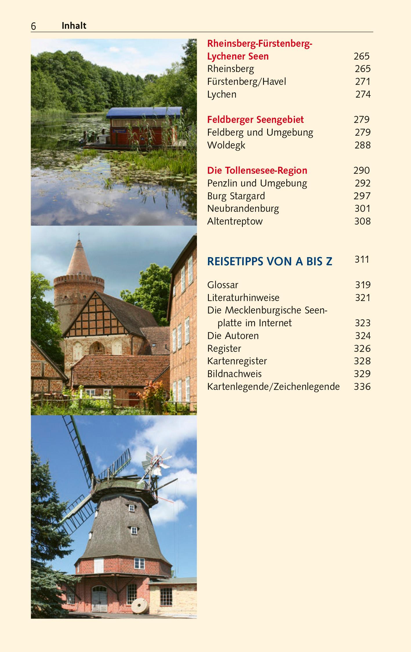 Beispielinhalt (Bild) Reiseführer Mecklenburgische Seenplatte