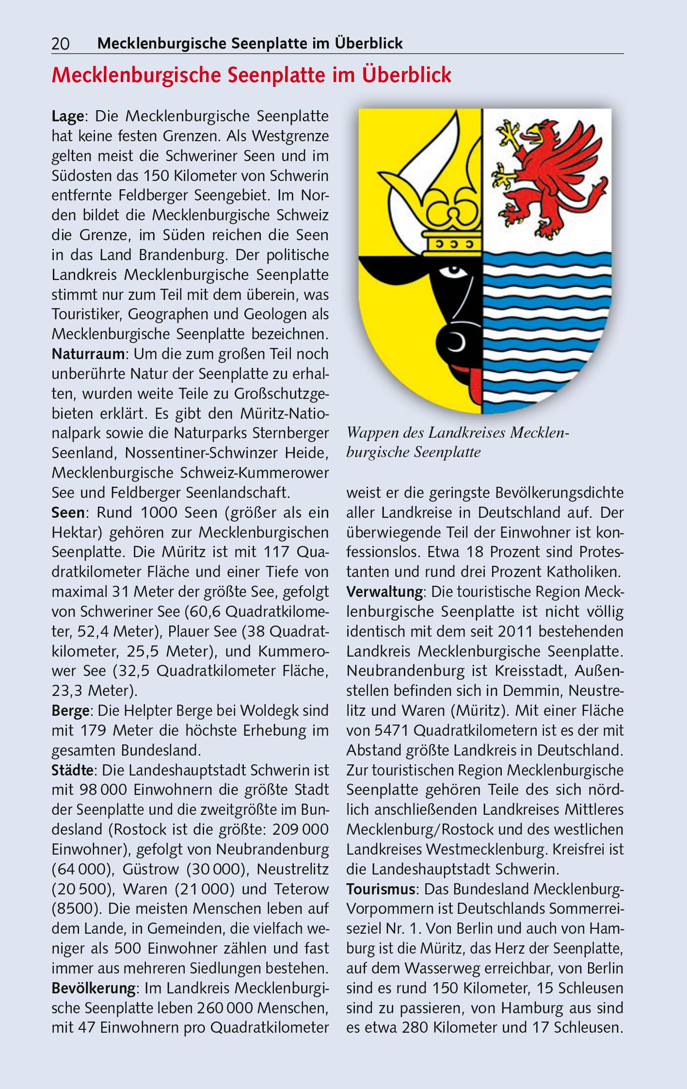 Beispielinhalt (Bild) Reiseführer Mecklenburgische Seenplatte