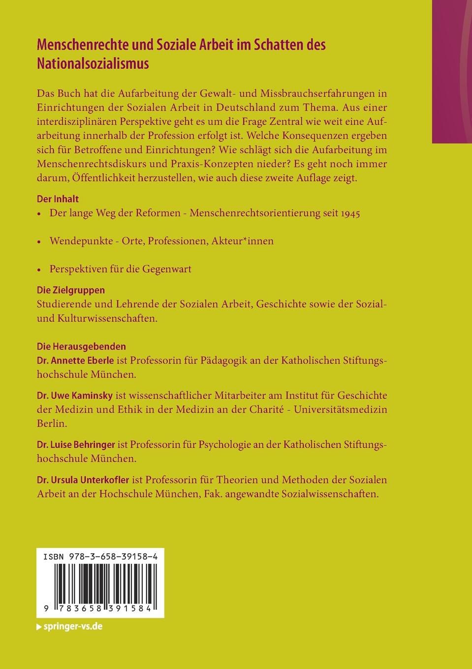 Rückseitencover Menschenrechte und Soziale Arbeit im Schatten des Nationalsozialismus