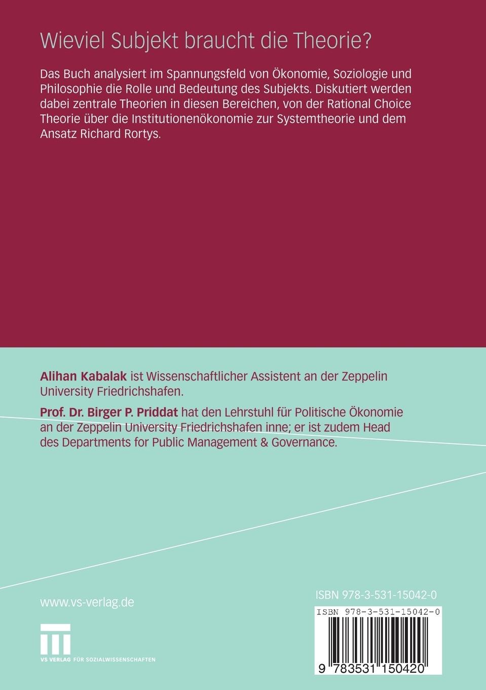 Rückseitencover Wieviel Subjekt braucht die Theorie?
