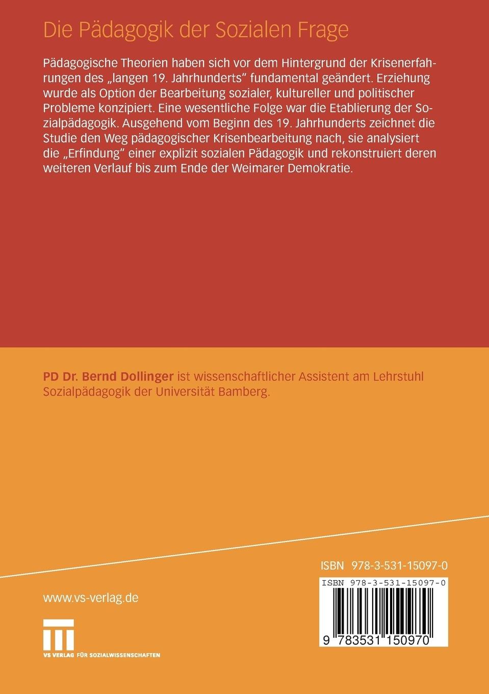 Rückseitencover Die Pädagogik der Sozialen Frage