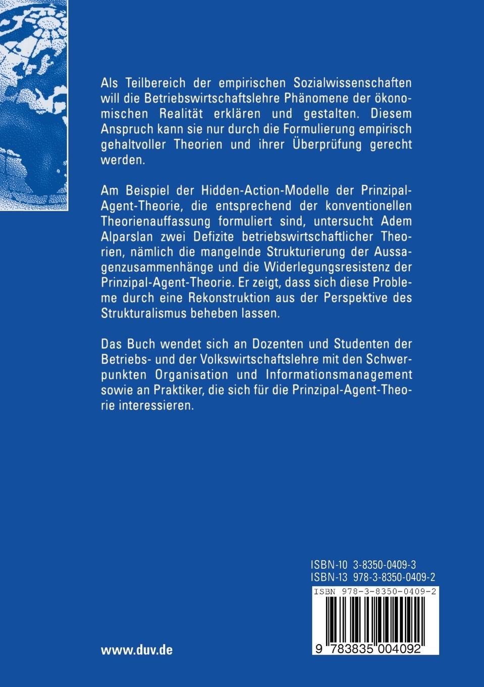 Rückseitencover Strukturalistische Prinzipal-Agent-Theorie