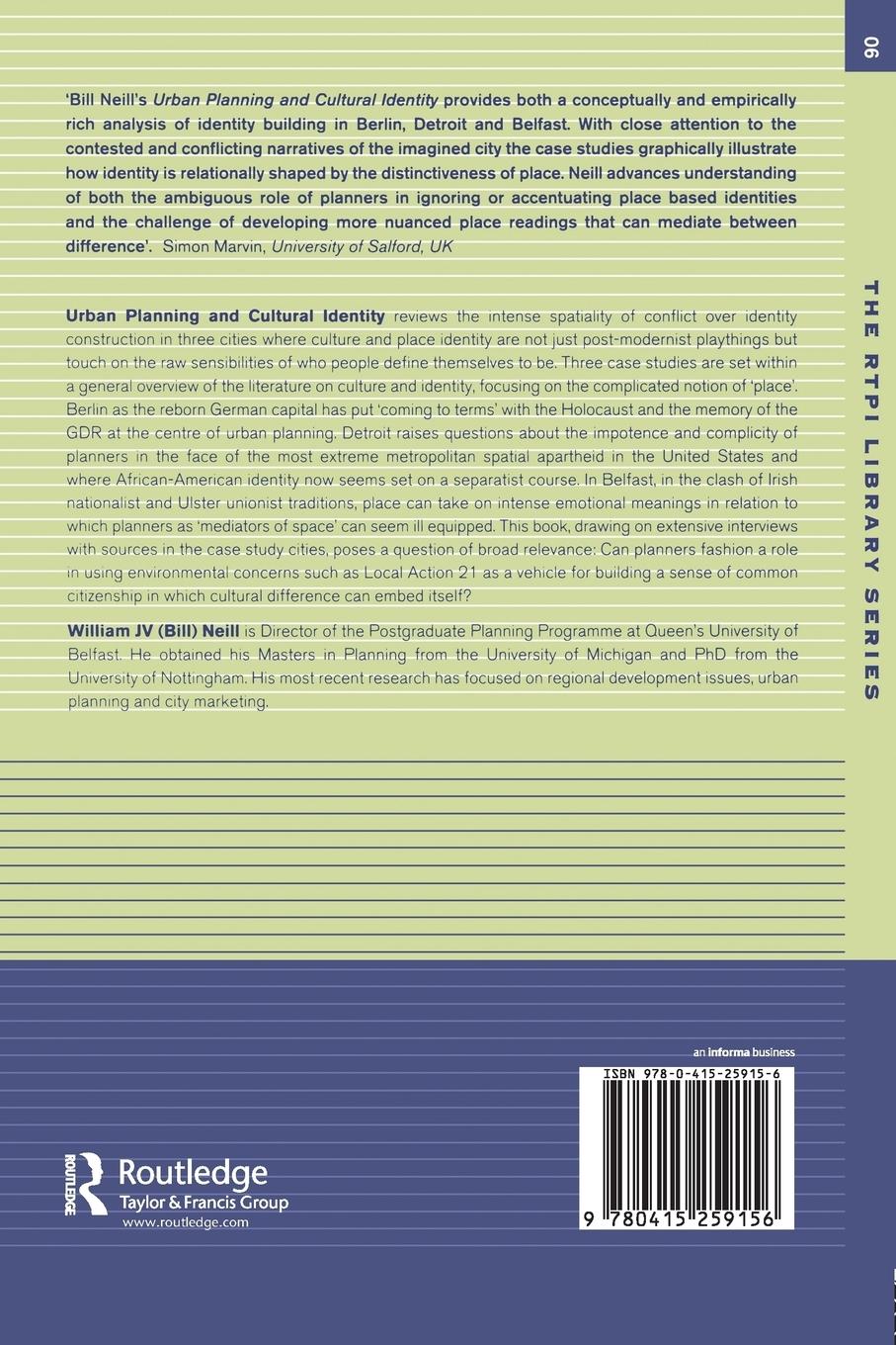 Rückseitencover Urban Planning and Cultural Identity