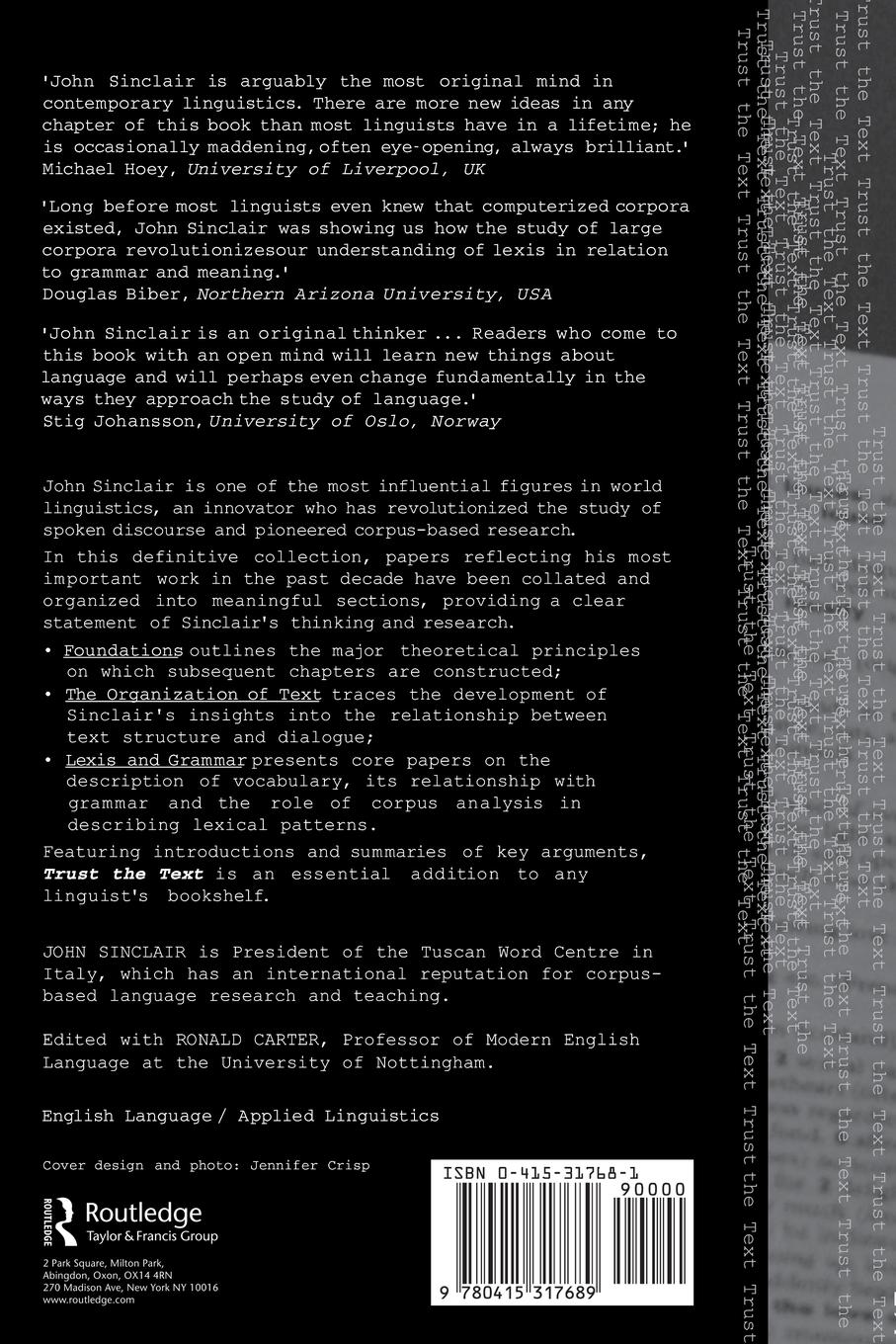 Rückseitencover Trust the Text